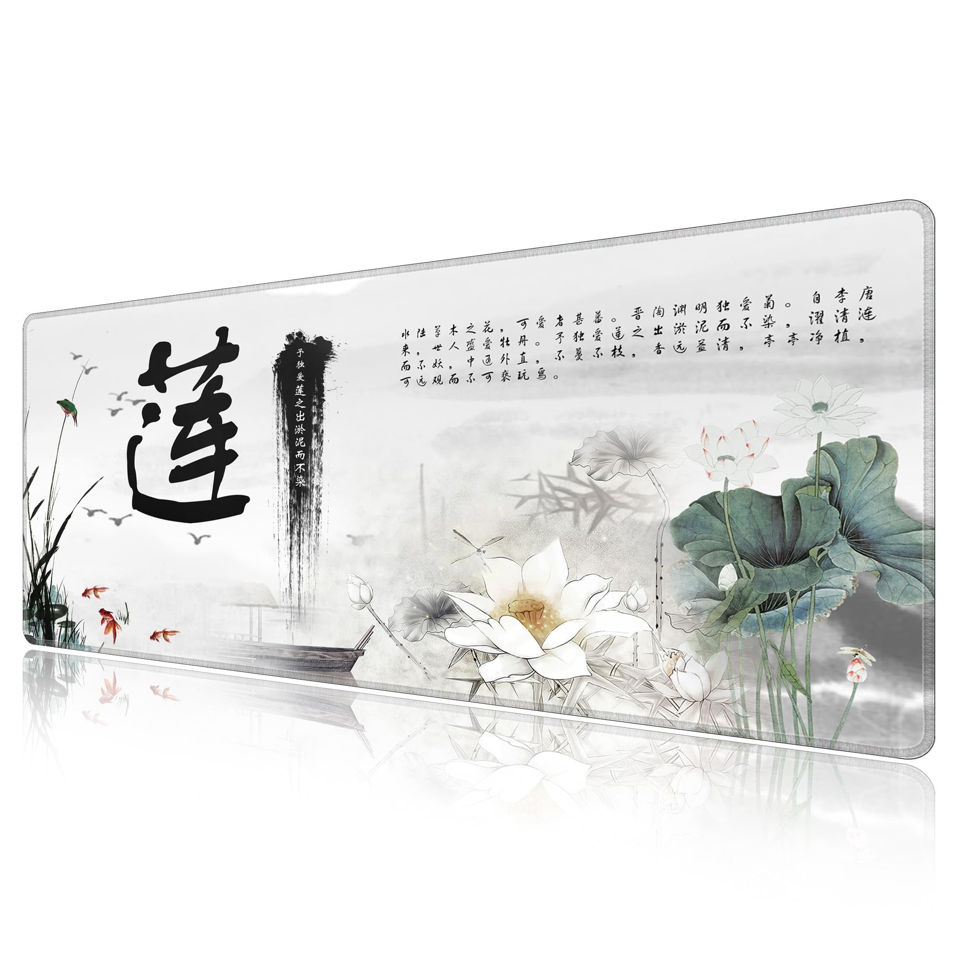 LL-COEUR XXL Landscape Gaming Mouse Pad Computer Keyboard Mat Office Desk Pad (Lotus 2, 47.2" x