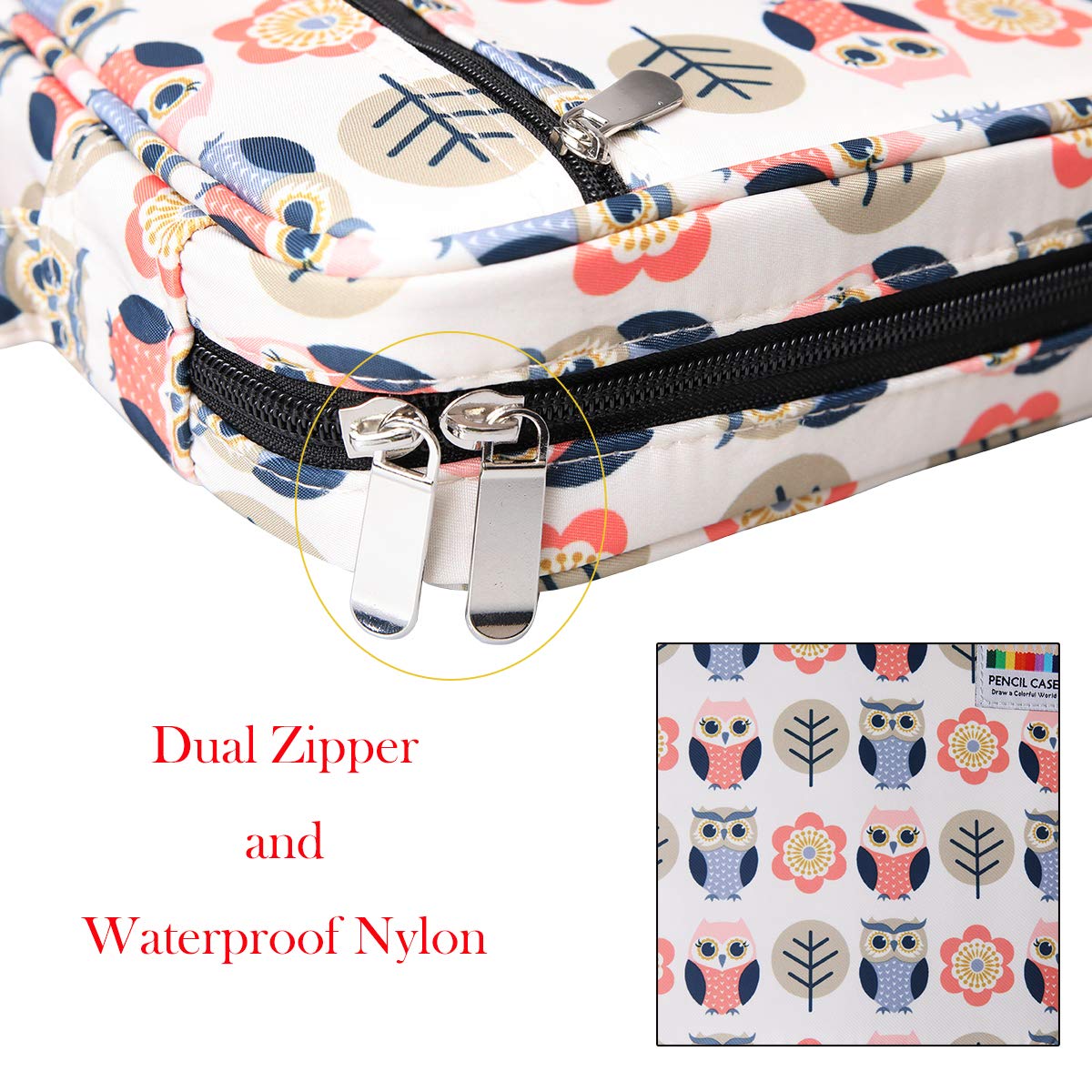 BOMKEE Coloring Pencil Case 220 Slots Pencils/Gel Pens Organizer Waterproof Travel Case Zipper