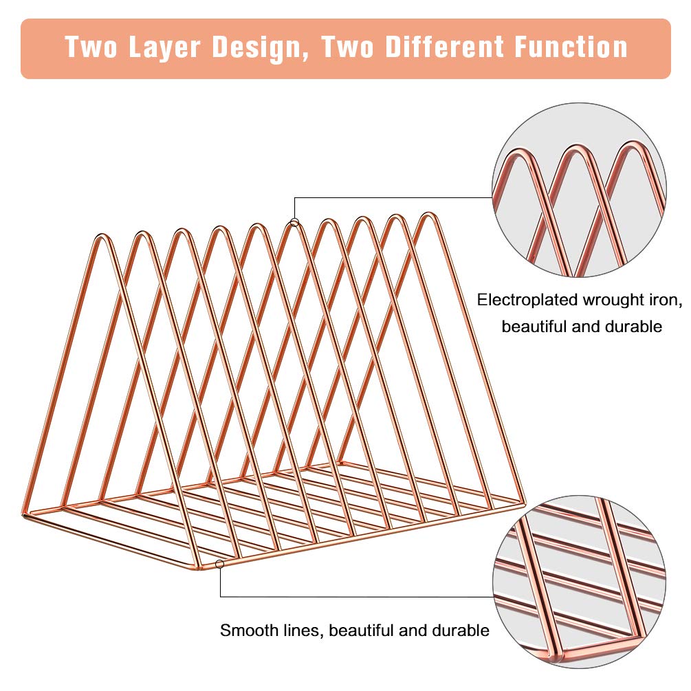 Files Folder Stand Desktop File Organizer, Triangle Wire Magazine Holder Book Shelf, 9 Slot File