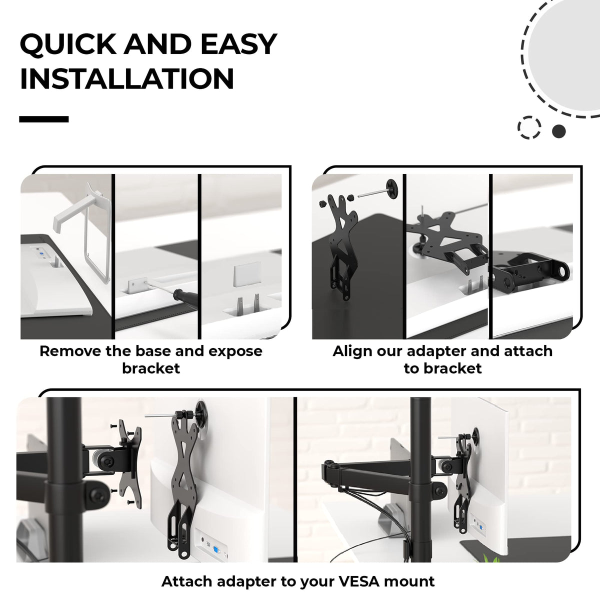 HumanCentric VESA Mount Adapter for HP Monitors, Adapter Bracket (White)