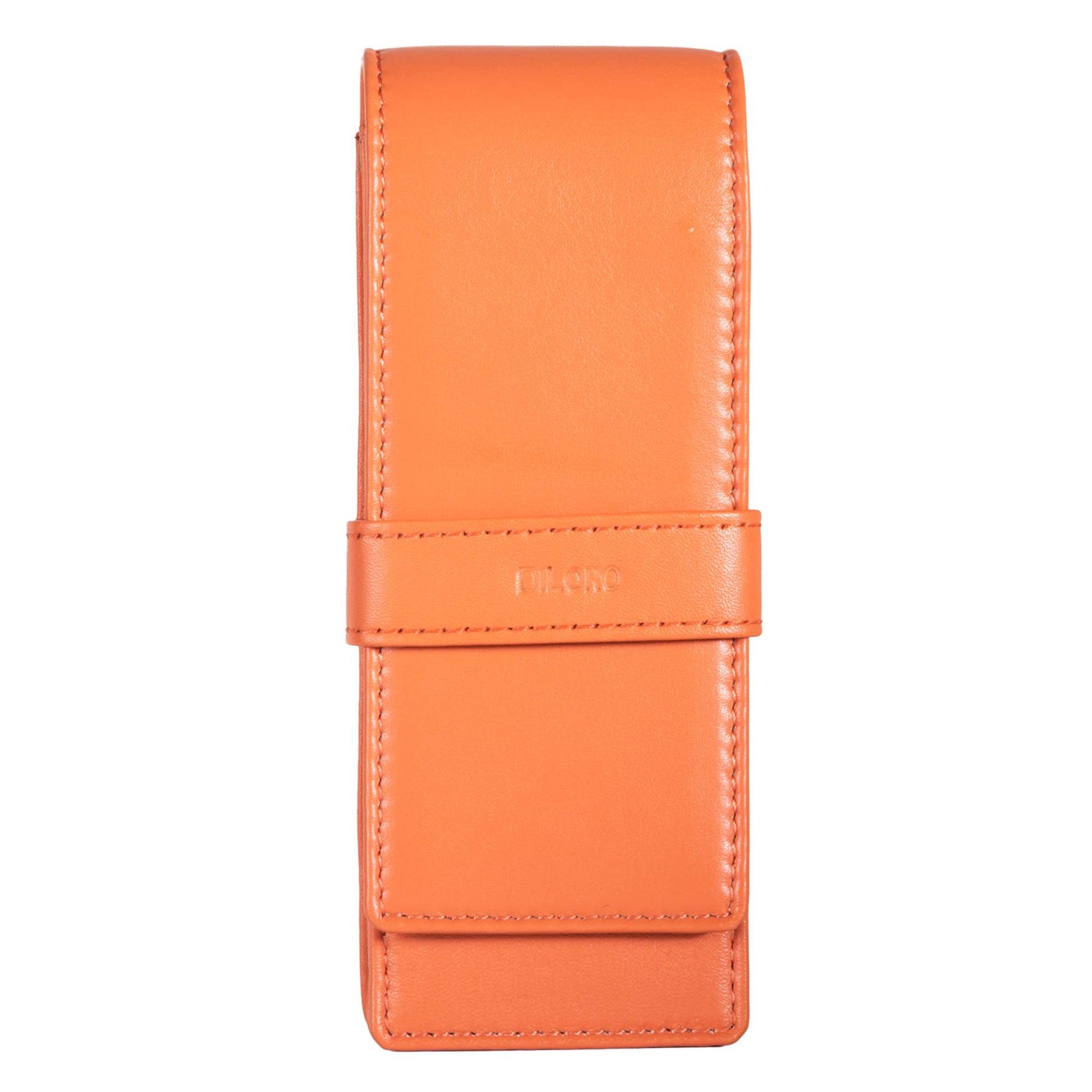DiLoro Leather Triple Pen Case Pencil Pouch Holder for Three Fountain Ballpoint Rollerball Pens and