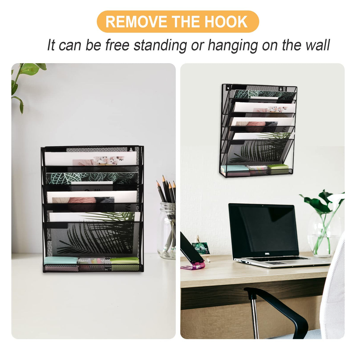 EASEPRES Desk File Organizer Mesh 6-Tier with Hangers, Hanging Wall Mount Document Organization