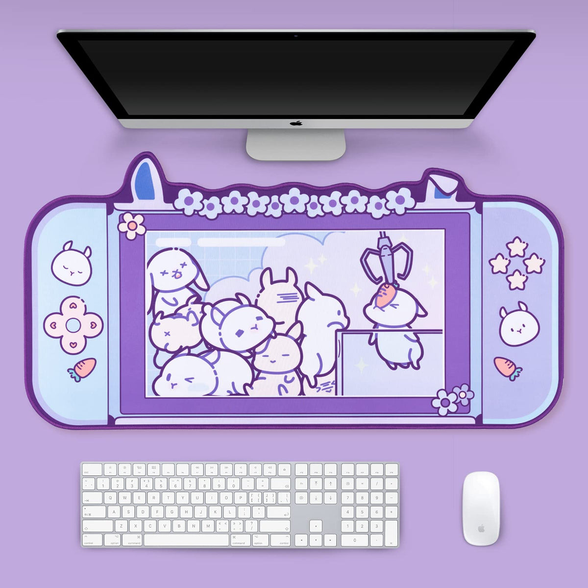 GeekShare Cute Bunny Mouse Pad - Non-Slip Rubber Base Desk Mat for Keyboard and Mouse, Perfect for