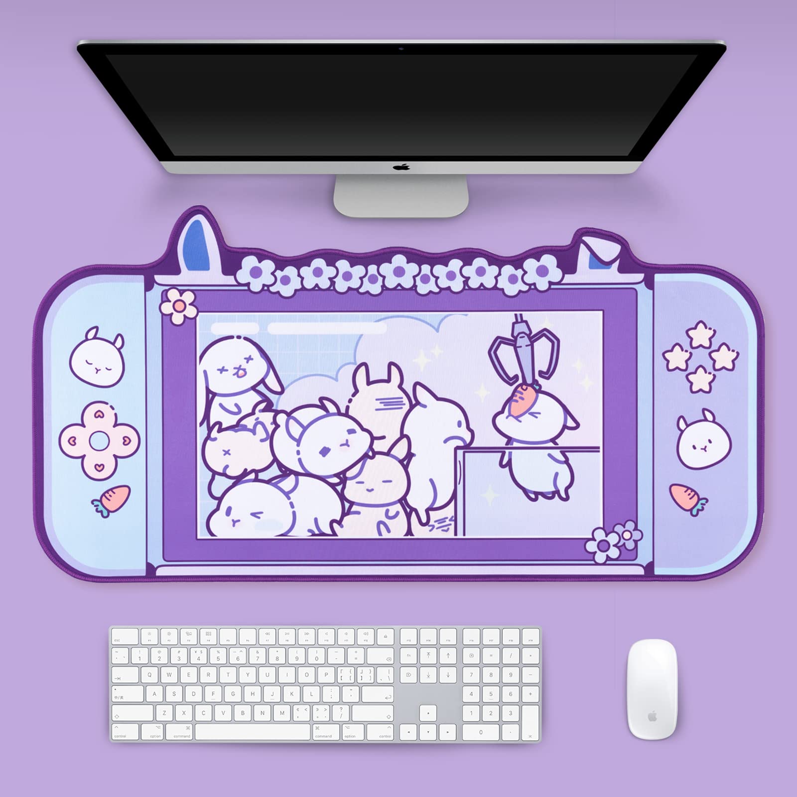 GeekShare Cute Bunny Mouse Pad - Non-Slip Rubber Base Desk Mat for Keyboard and Mouse, Perfect for