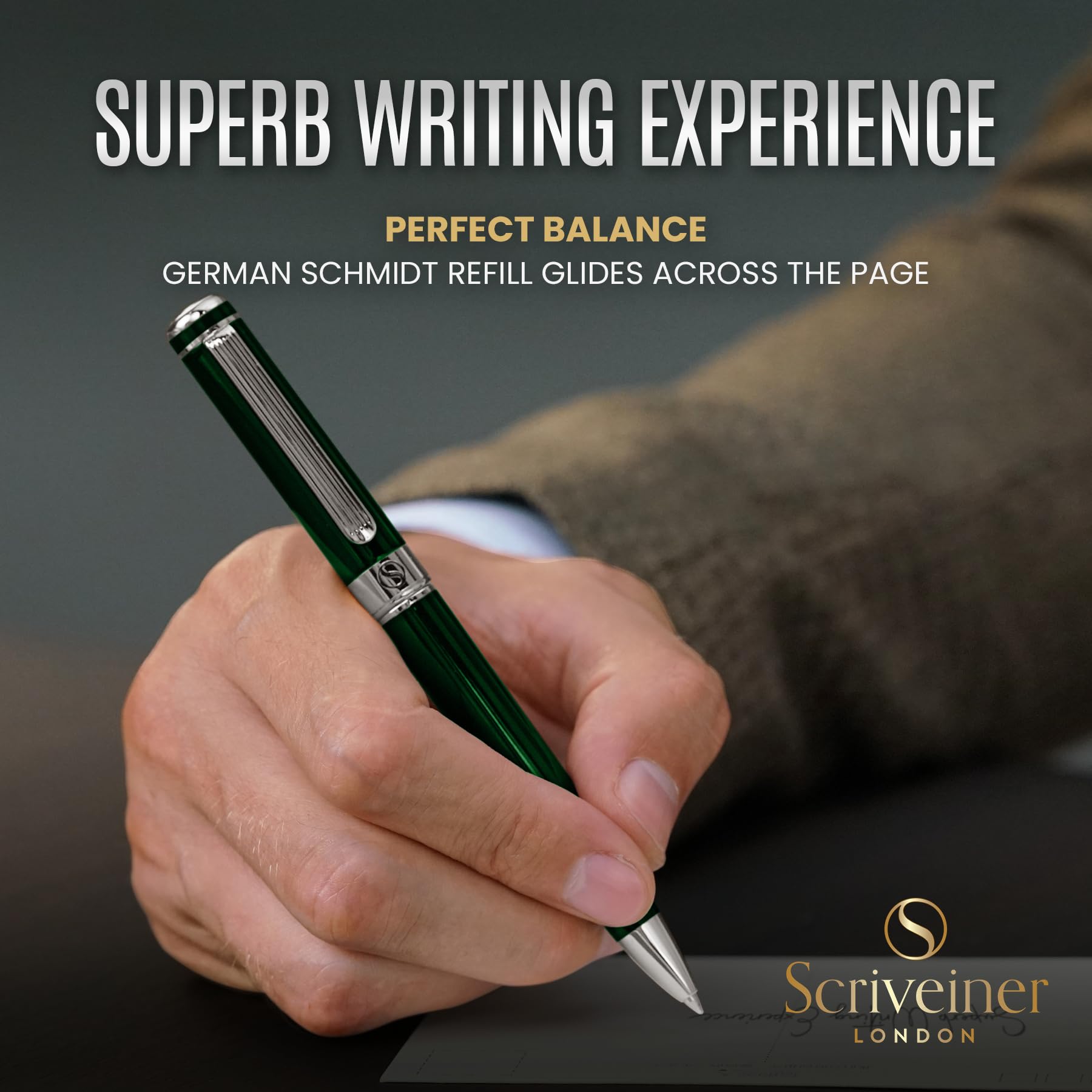 Scriveiner Personalized British Racing Green Ballpoint Pen - Stunning Green Lacquer Luxury Pen with