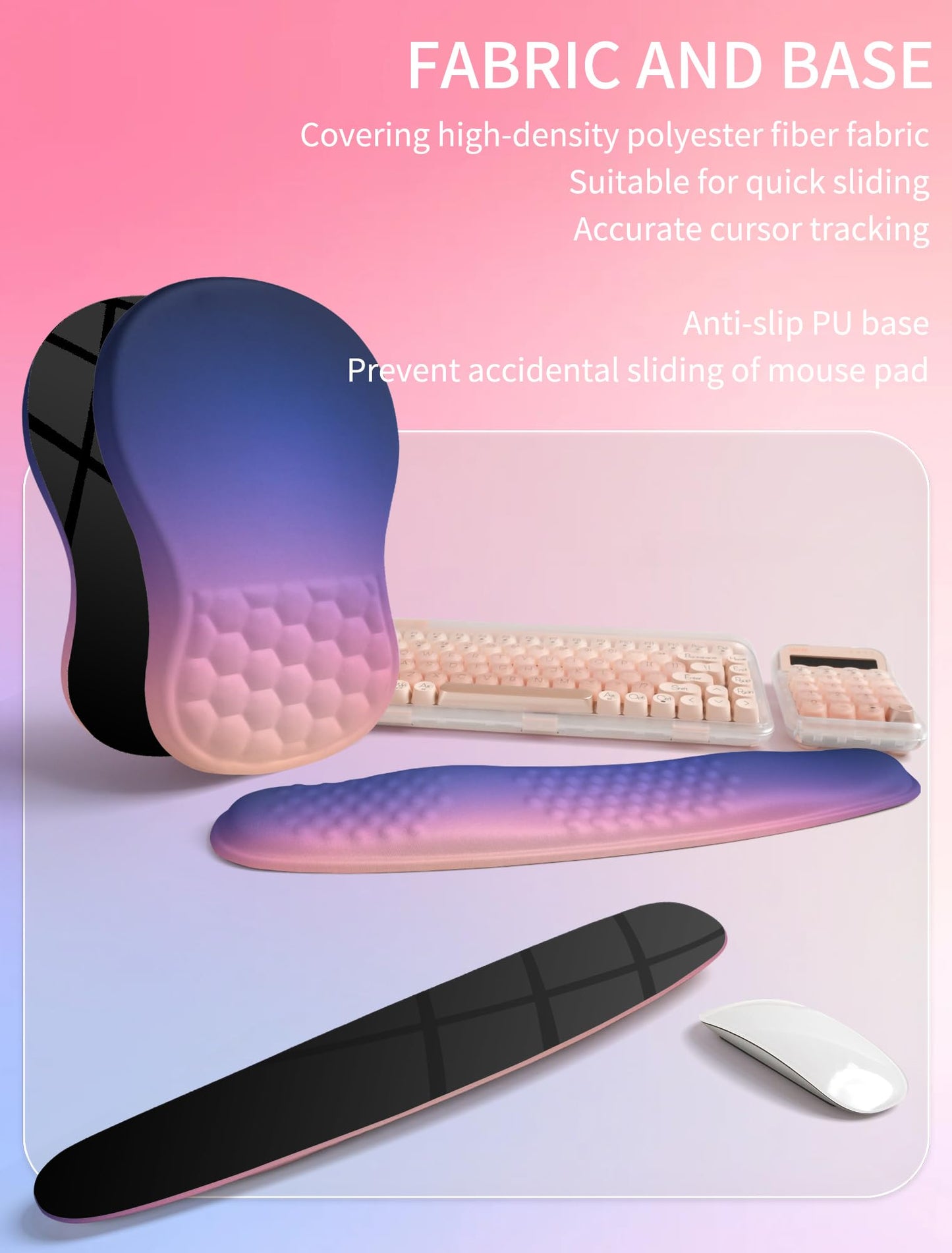 Hokafenle 2in1 Combination, Wave Keyboard Wrist Rest and Ergonomic Curvature Mouse Pad Wrist