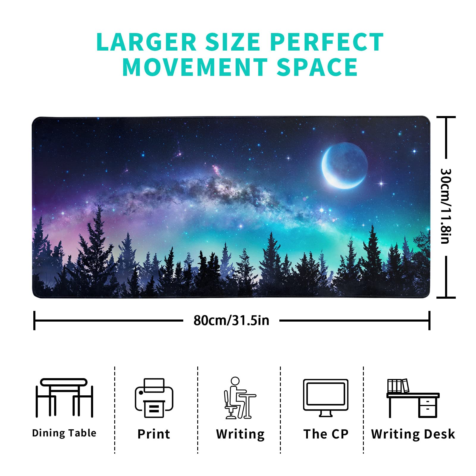 Extended Gaming Mouse Pad, XL Large Keyboard Mouse Mat Desk Pad, Stitched Edges Mousepad, 3mm Thick