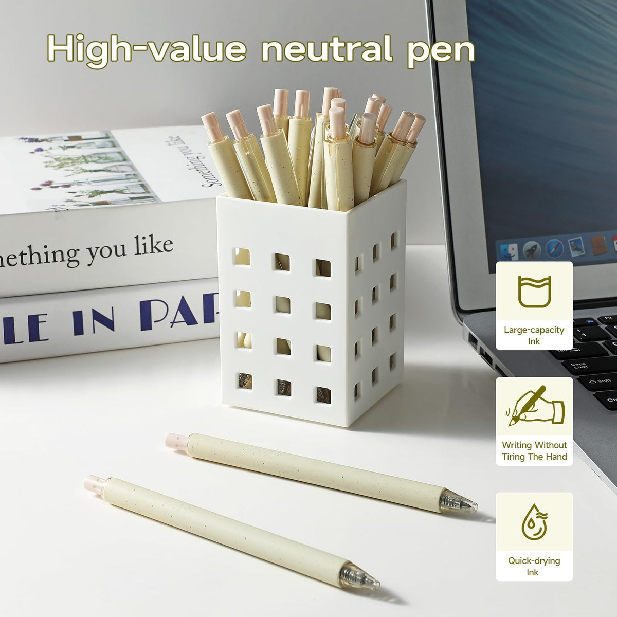 RIANCY Aesthetic pens Black Ink Pens Cream Pen Fine Point Smooth Writing Pens, High-End Series Pens