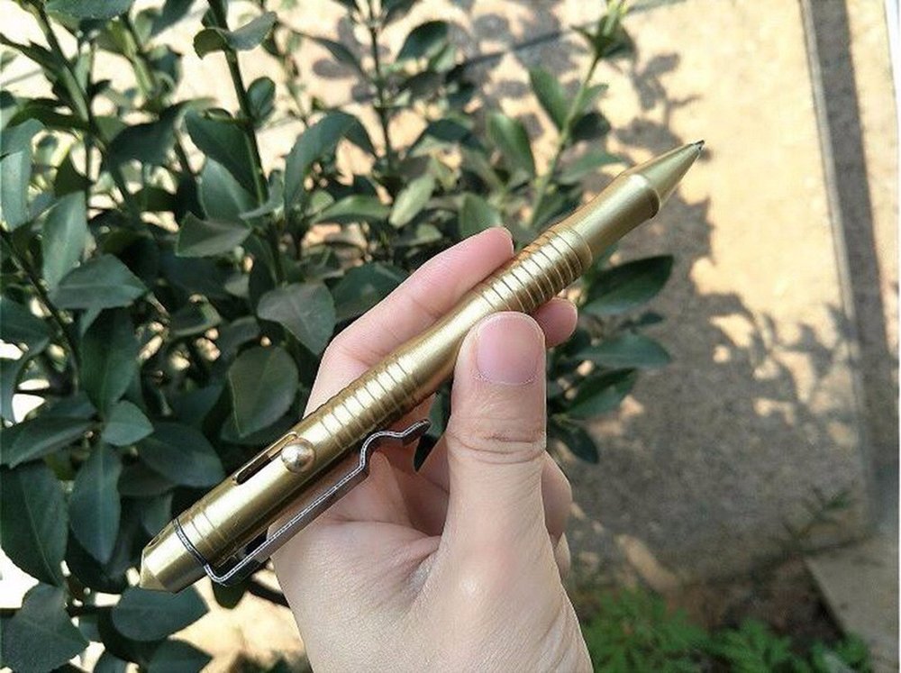 EKLORN Solid Brass EDC Pocket Pen, Portable Delicate Signature Pen Ballpoint Pen