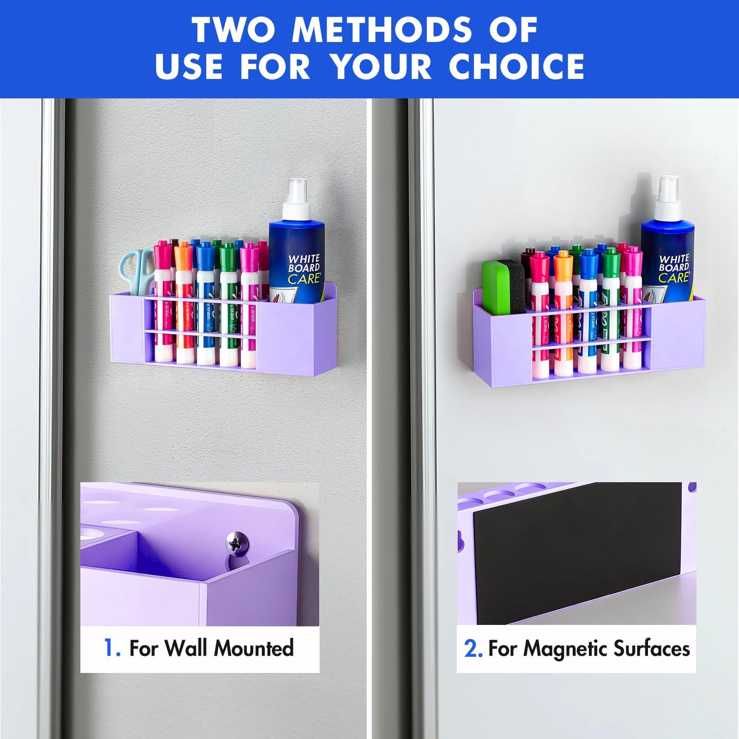 Banafich Wall Mounted Magnetic Dry Erase Marker Holder for White Board