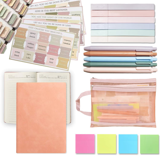 YOJO Bible Study Supplies,Bible Journaling Kit with Journal,6 No Bleed Highlighters,5 Gel Pens,75