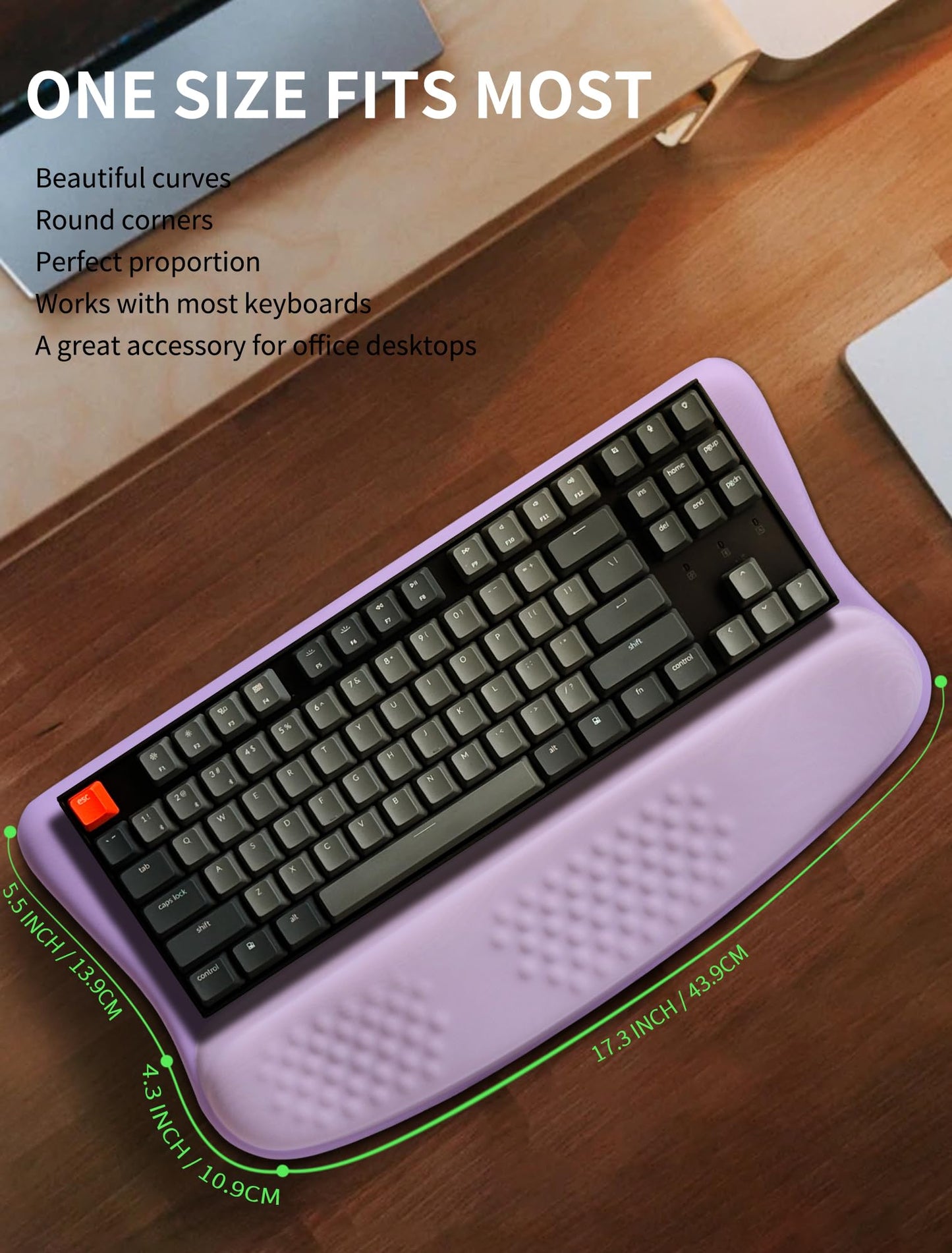 KUOSGM Ergonomic Wave Wrist Rest with Keyboard Stand, Cushioned Palm Rest, Comfortable Integrated