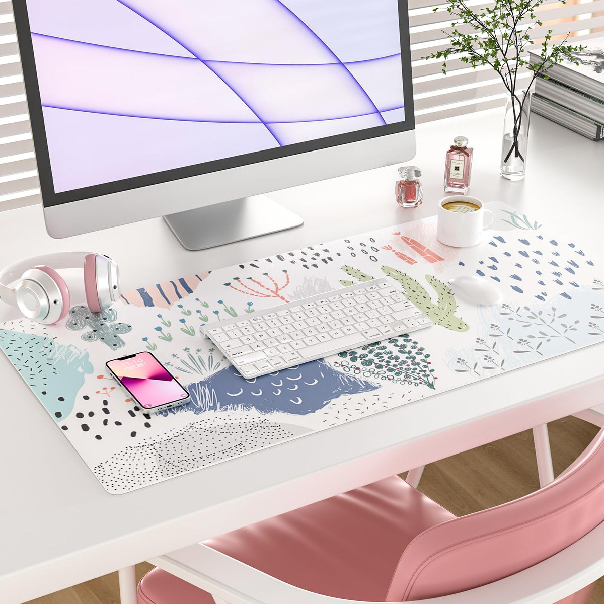 Faux Leather Large Mouse Pad, Office Desk Mat, 31.5"x15.7", Minimalist