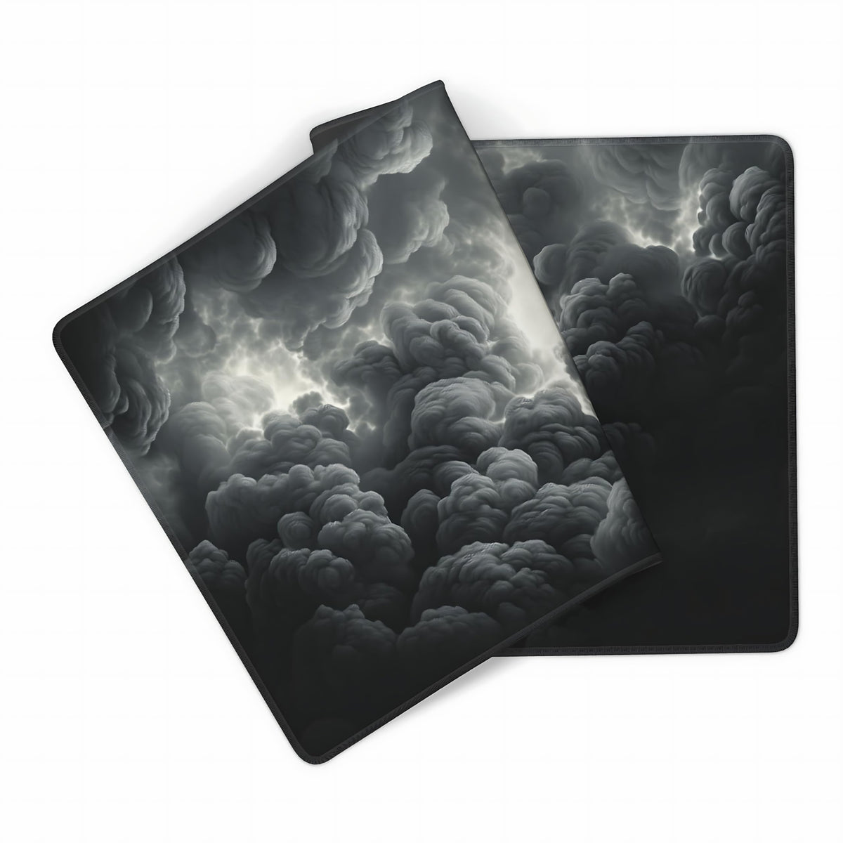 Aesthetic Cloud Gaming Mouse Pad, Grey Dark Epic Desk Mat with Anti-Slip Base & Stitched Edges
