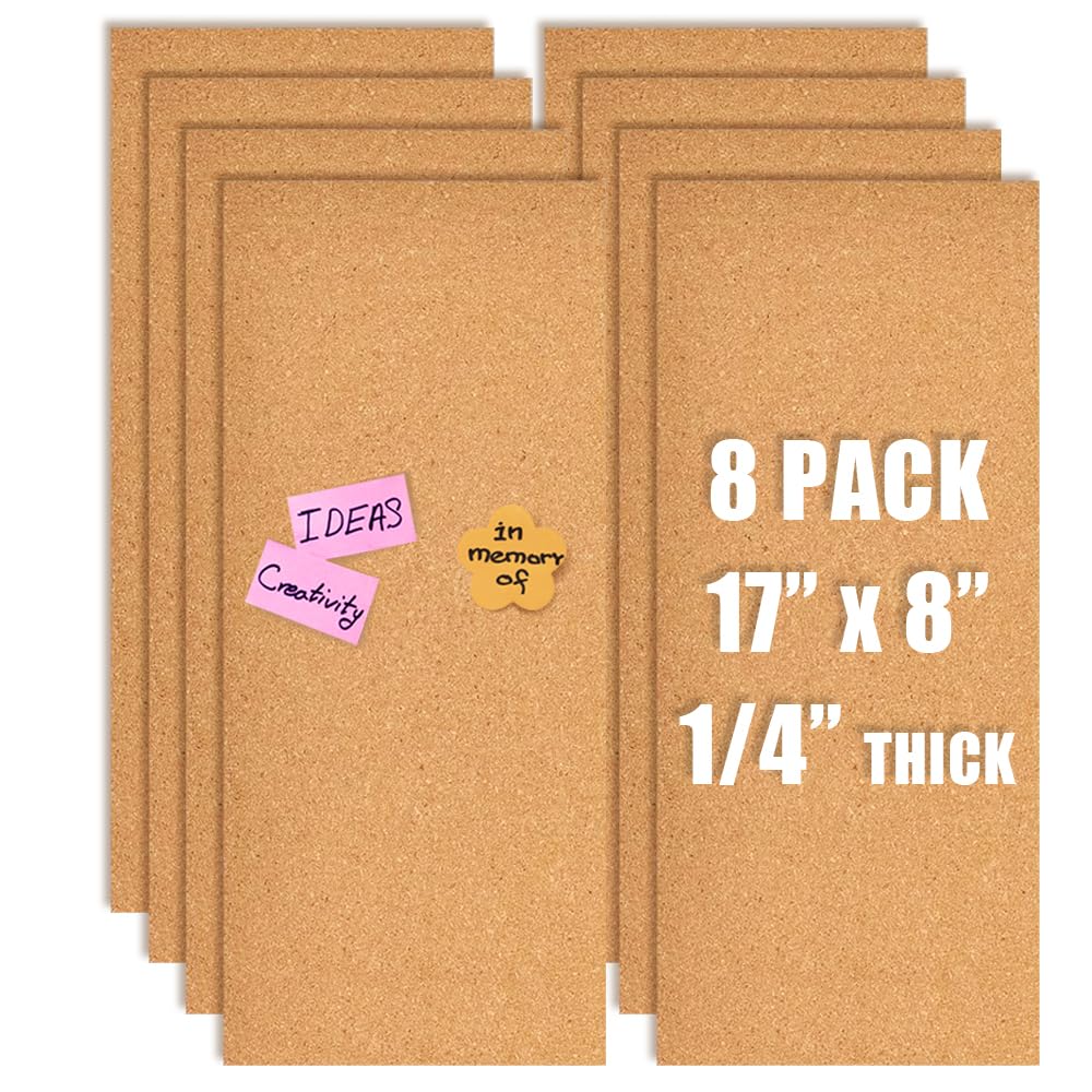 Aitakatta 17x8 Cork Board Tiles Bulletin Board, 1/4" Thick Self-Adhesive Cork Boards for Walls