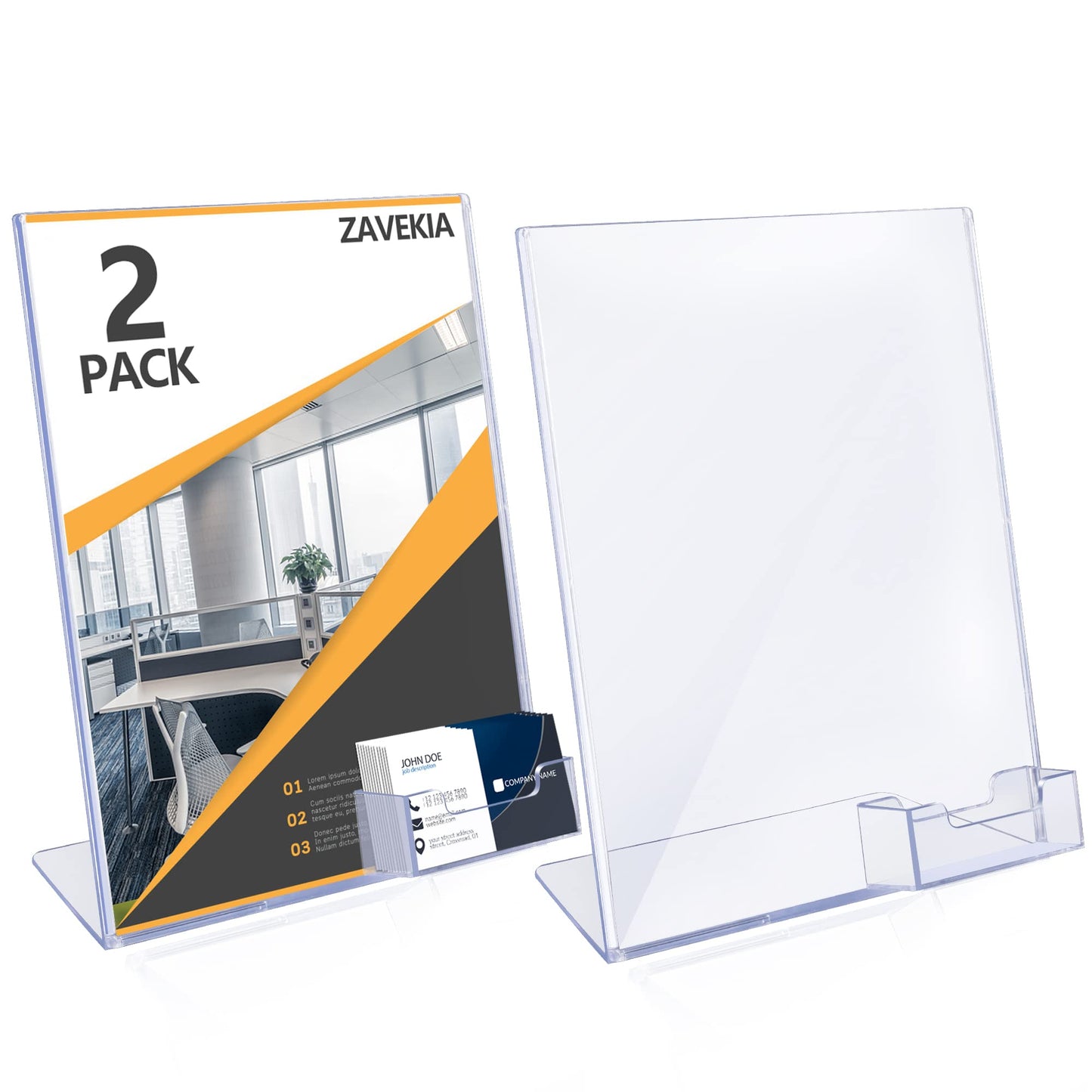 zavekia 8.5 x 11 Acrylic Sign Holder with Business Card Holder, Brochure Display Stand for desktop