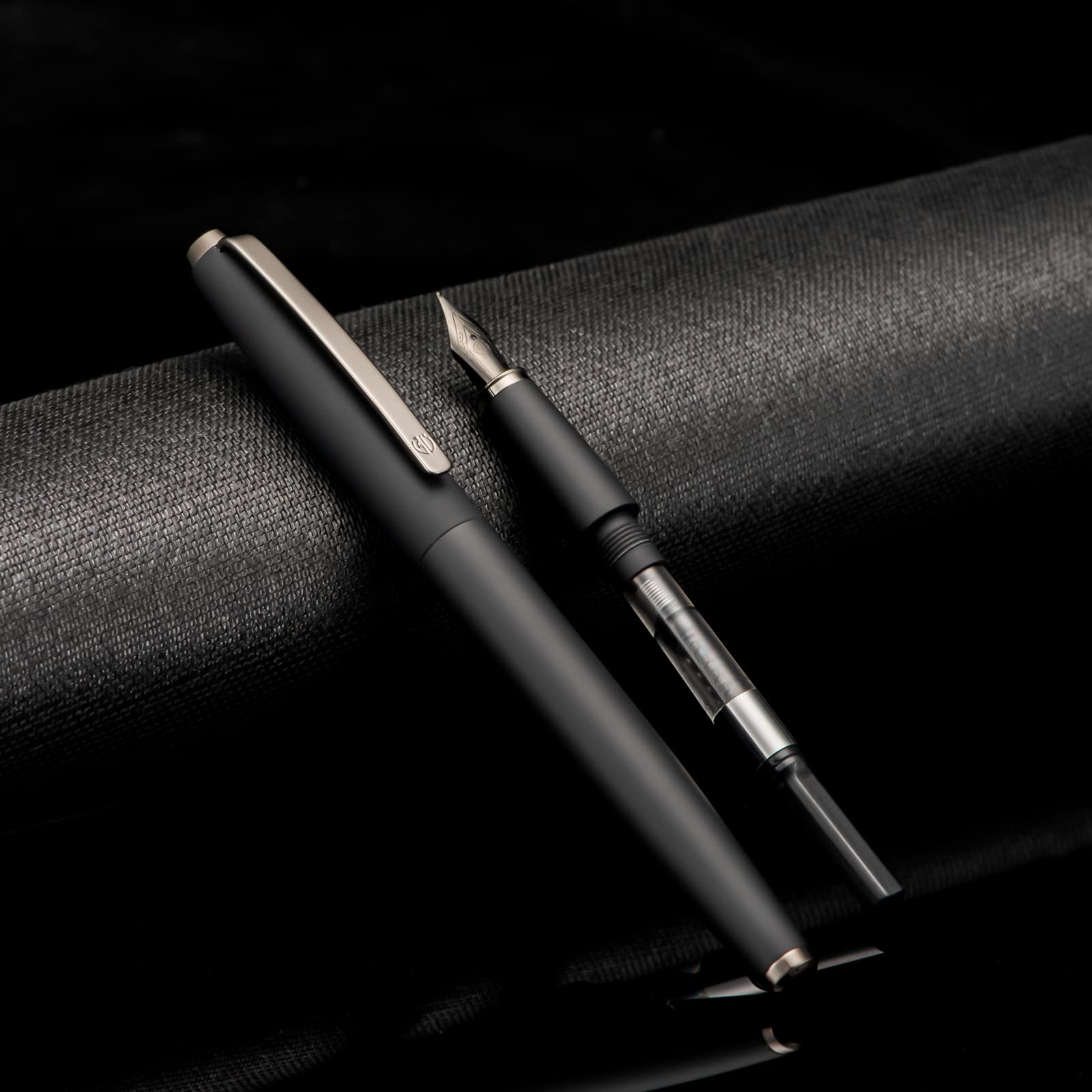 Hongdian 517D Matte Black Fountain Pen Extra Fine Nib, Warrior Series, Classic Design with