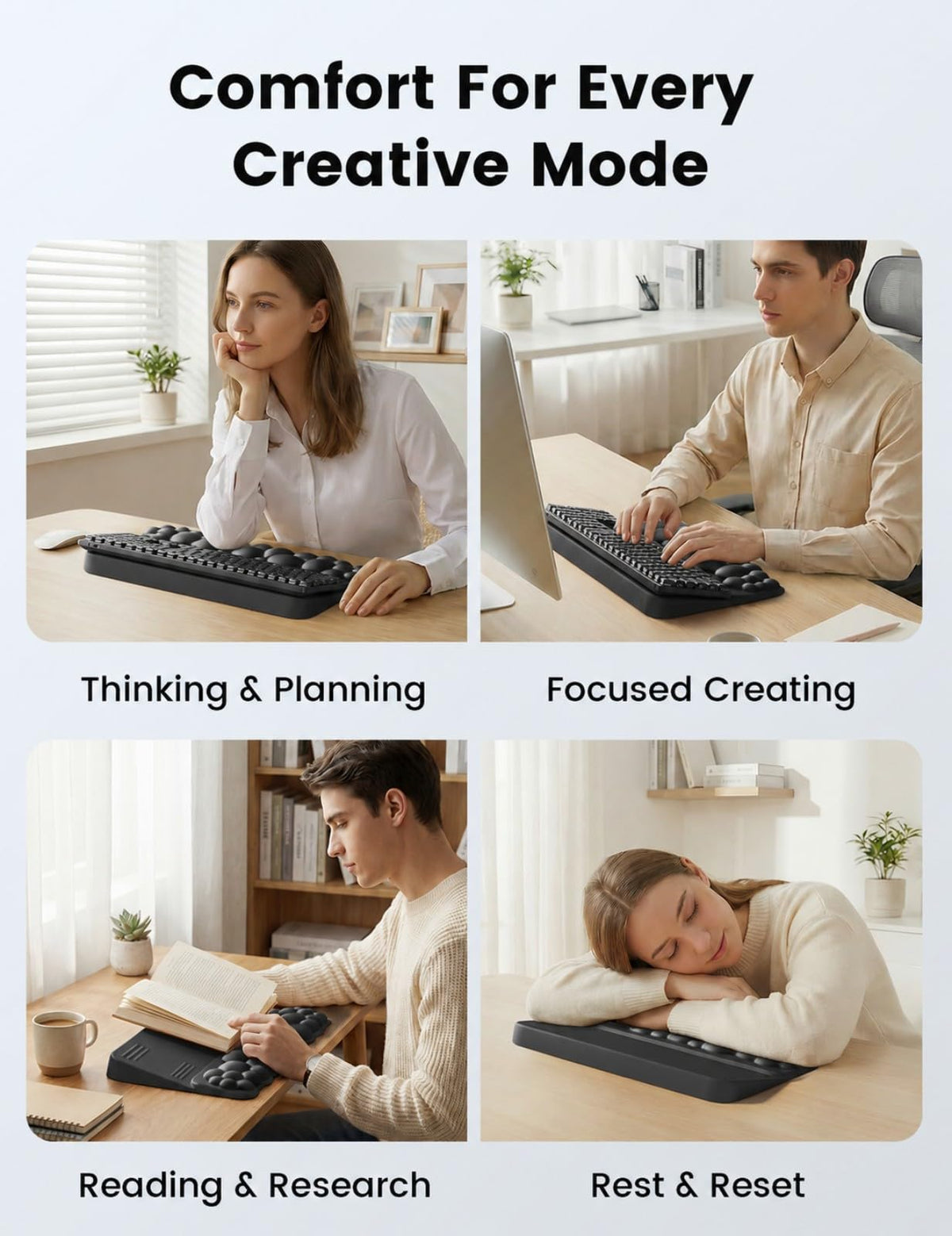 Vaydeer Cloud Wrist Rest with Keyboard Stand, Computer Wrist Support Pad Soft Memory Foam