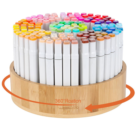Marker Organizer Rotating Bamboo Desk Organizer, Silent 360° Rotation Caddy, 10 INCH LARGE Art