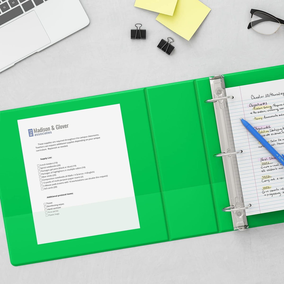 Staples Standard 3-Inch D-Ring Non-View Binder, Green, 600 Sheets
