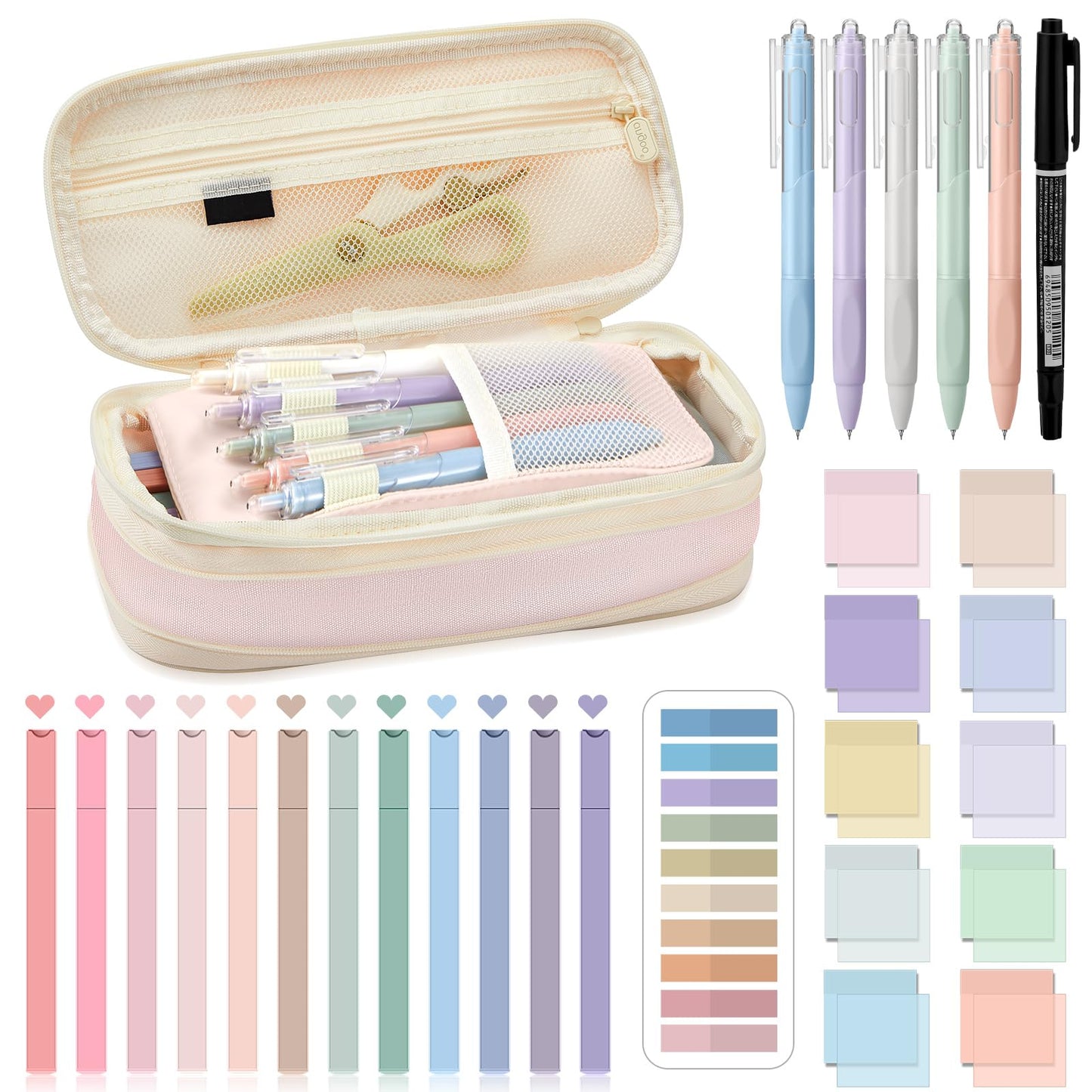 Jutom 39 Pcs Aesthetic Book Annotation Kit, Pink, Cute Style