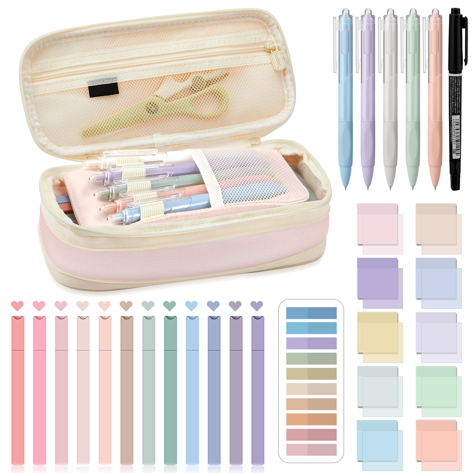 Jutom 39 Pcs Aesthetic Book Annotation Kit, Pink, Cute Style