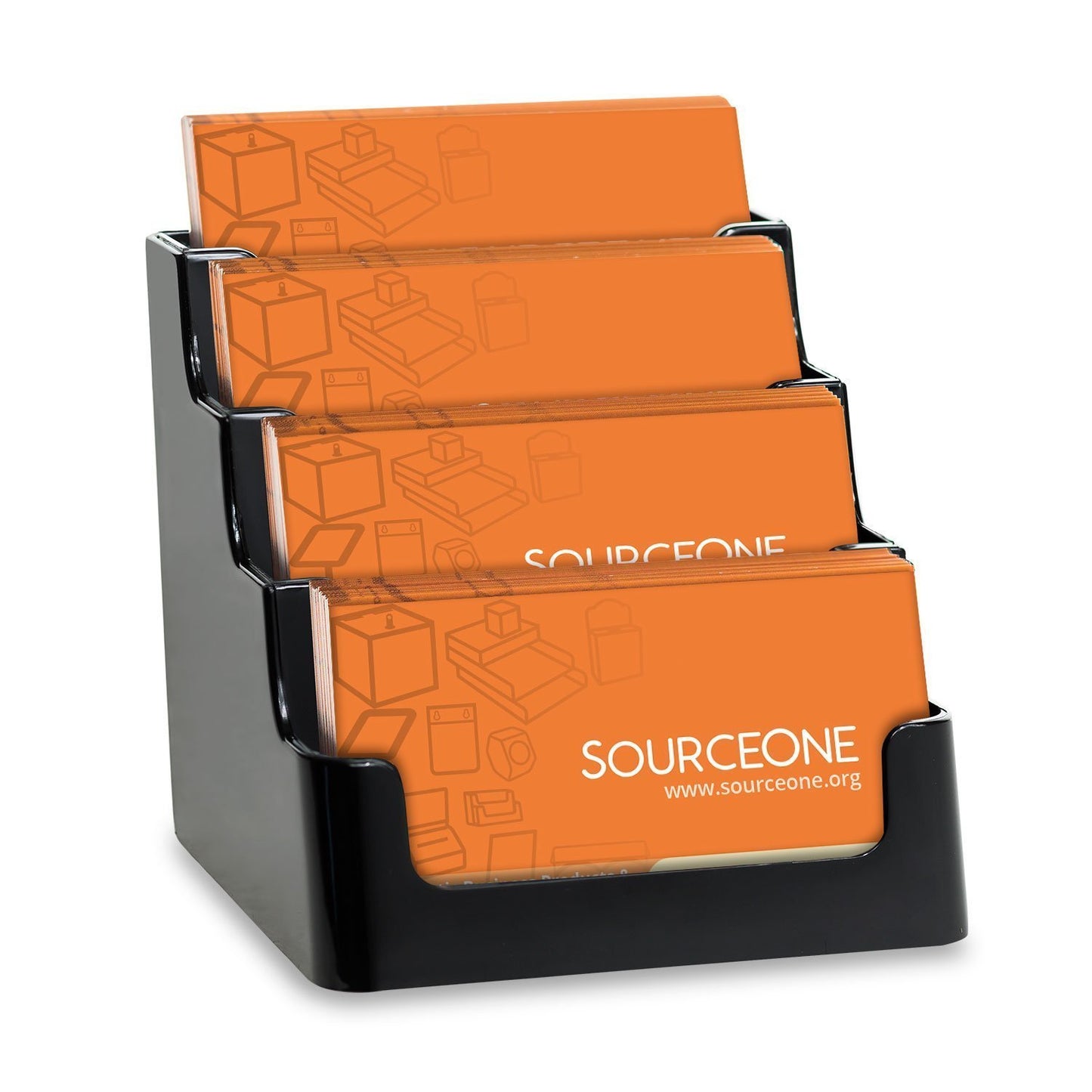 SOURCE ONE 4 Pocket Clear & Black Acrylic Business Card Holder