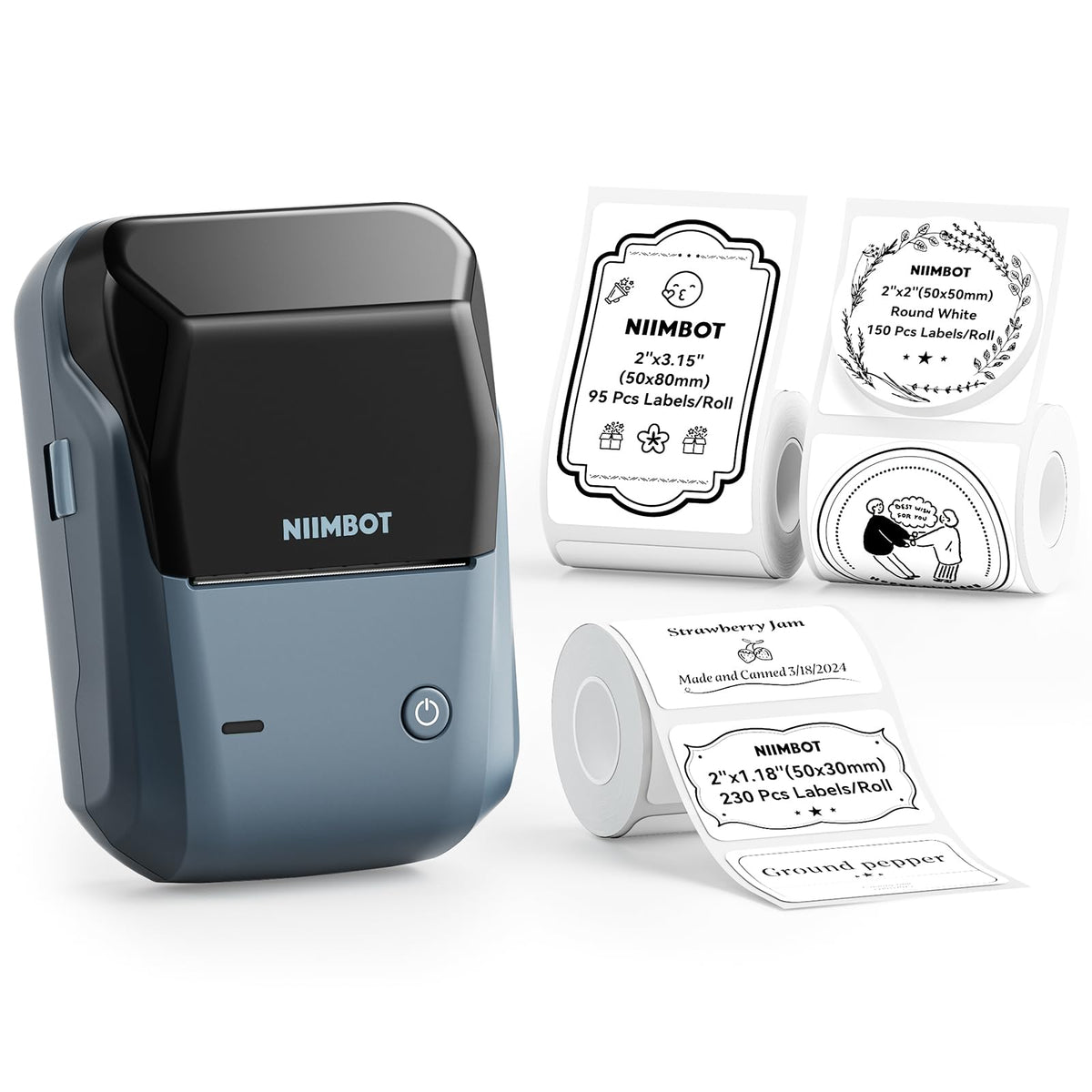 NIIMBOT B1 Label Maker with Tapes Set, 2 Inch Thermal Label Printer, Blue