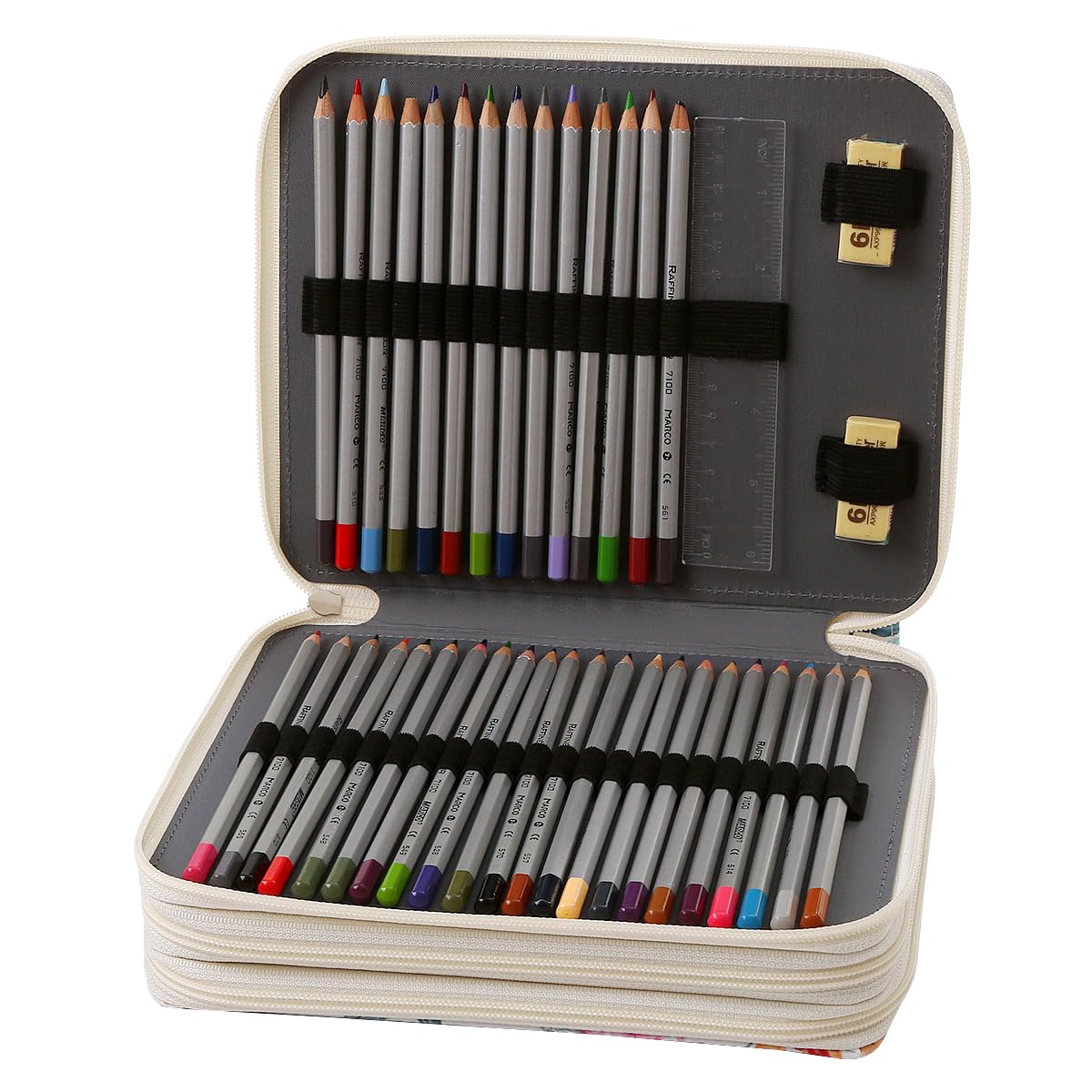 Lbxgap Portable Colored Printing Pattern Pencil Case Holds 120 pcs Pencils Bag Organizer with Handy