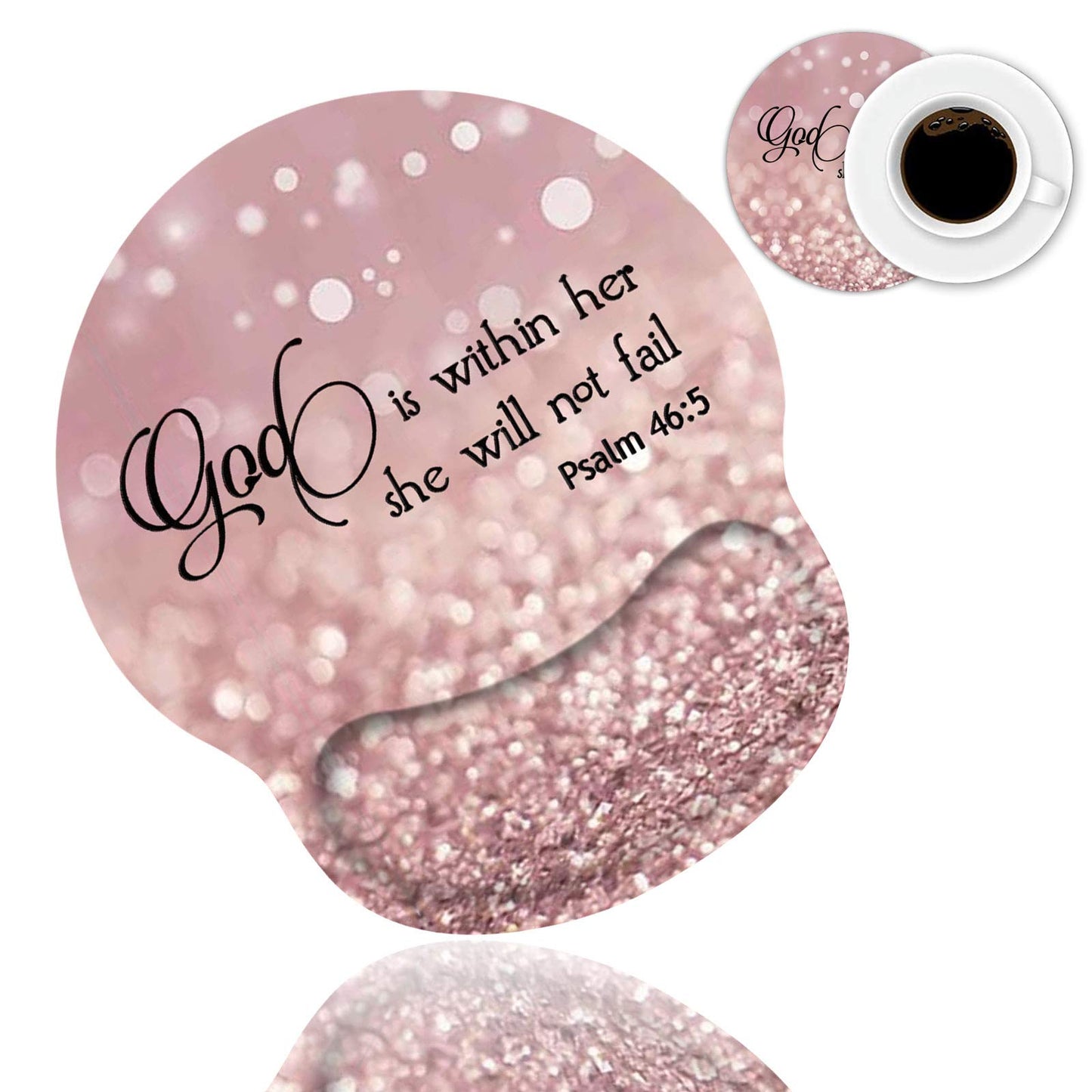 Ergonomic Mouse Pad Wrist Support and Coffee Coaster, Cute Wrist Rest Pad with Non-Slip PU Base for