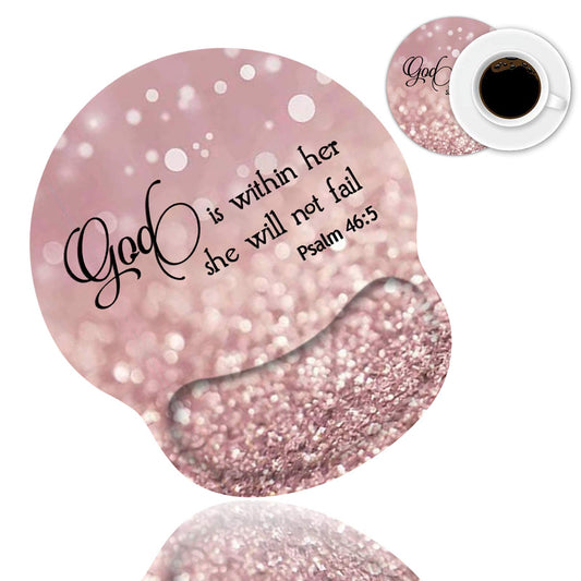 Ergonomic Mouse Pad Wrist Support and Coffee Coaster, Cute Wrist Rest Pad with Non-Slip PU Base for