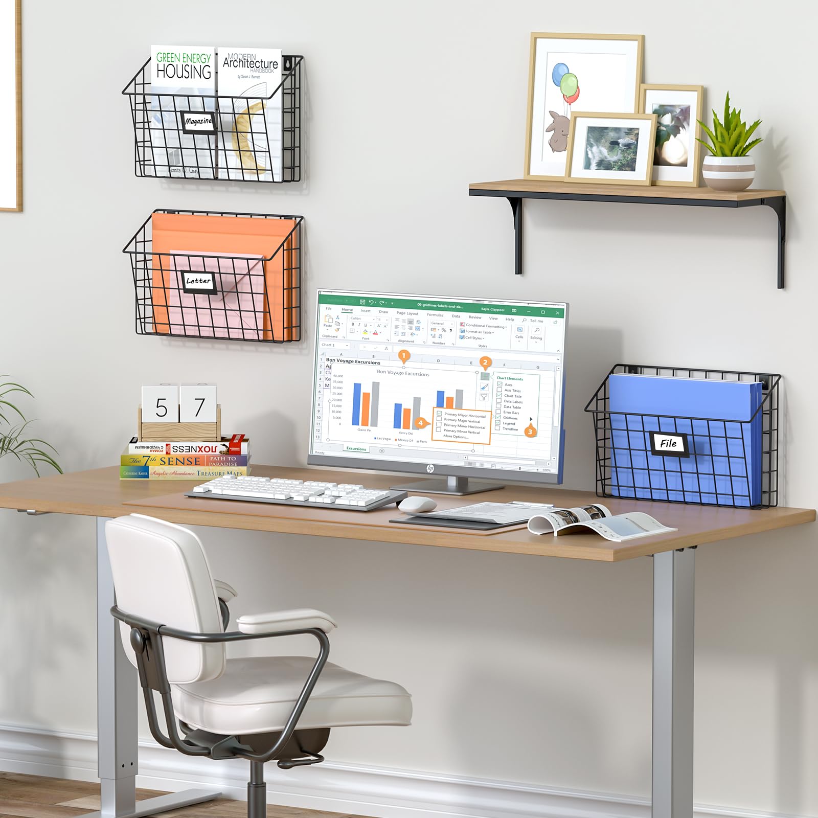 X-cosrack 3-Tier Detachable Hanging Wall Files, Wall Mounted Mail Basket