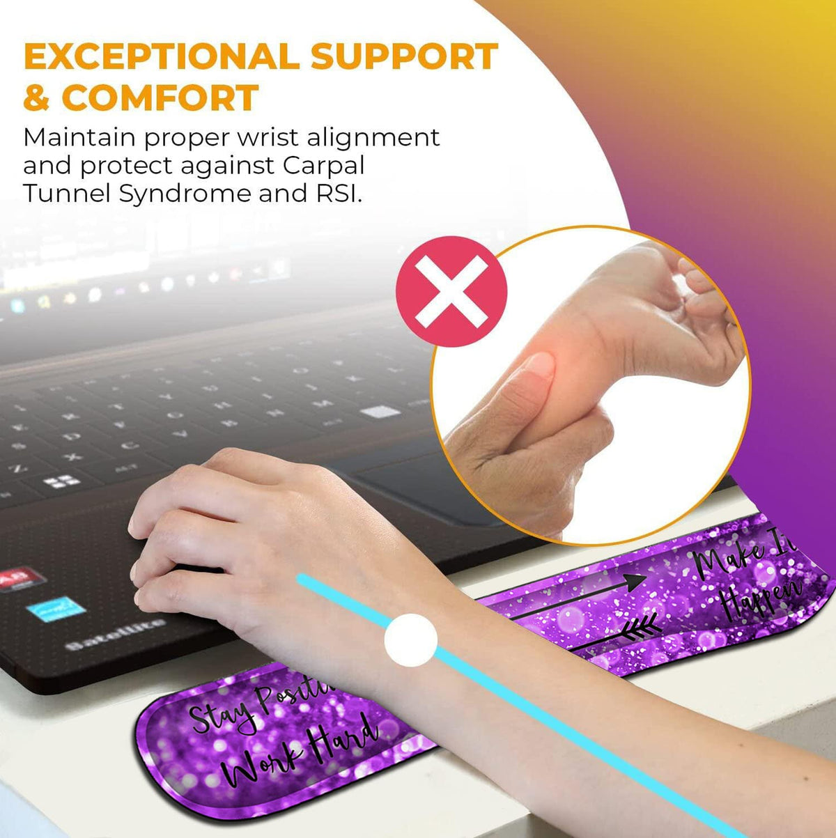 Mouse Pad with Wrist Support, Ergonomic Gel Mousepad Memory Foam Keyboard Wrist Rest Suitable for