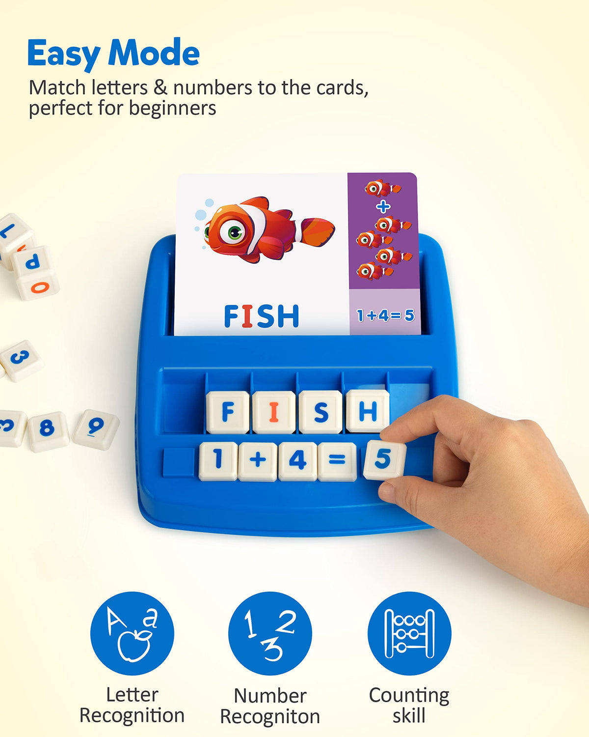 Coogam Matching Letter Game, Alphabet Spelling Reading Flash Cards, Math Number Words Puzzle