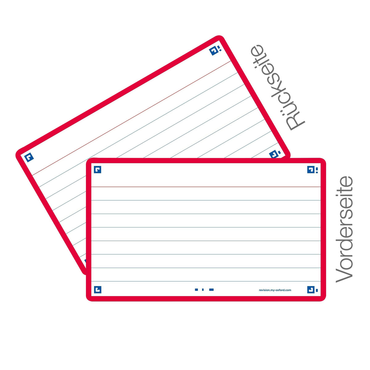 Oxford Flash Cards by, Ruled with Red Frame, Pack of 80 Cards, 7.5x12.5cm Size, 400133880