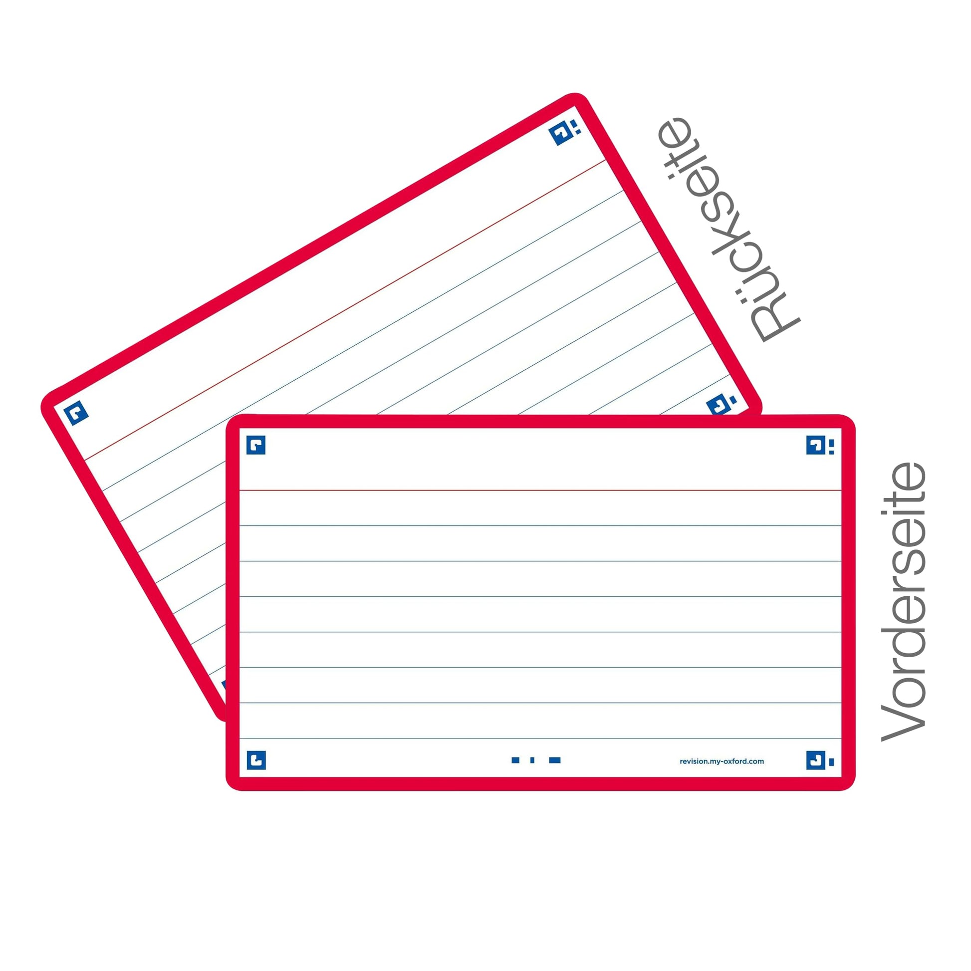 Oxford Flash Cards by, Ruled with Red Frame, Pack of 80 Cards, 7.5x12.5cm Size, 400133880