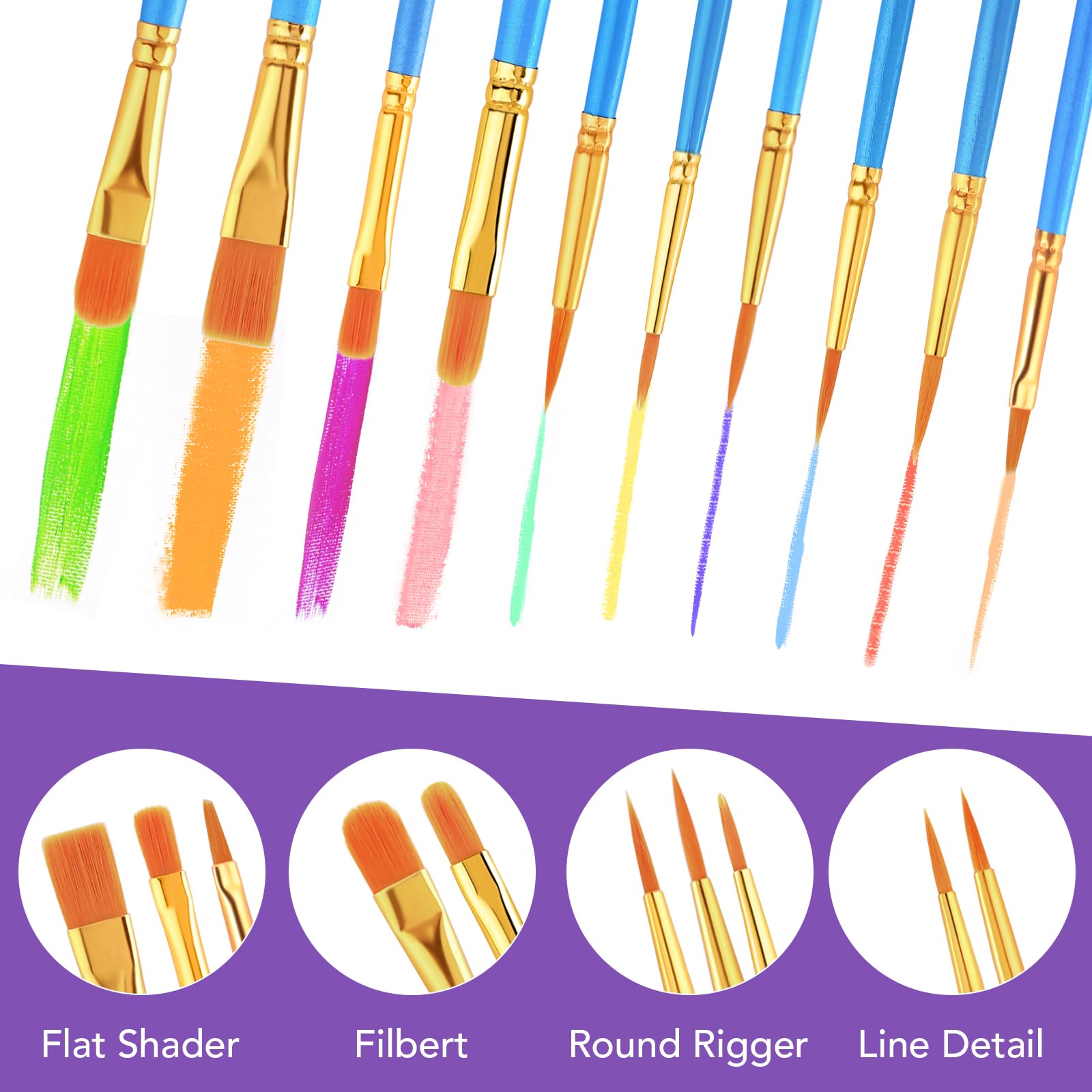 AROIC Acrylic Paint Brush Set, 12pack/120pcs Nylon Hair Paint Brushes