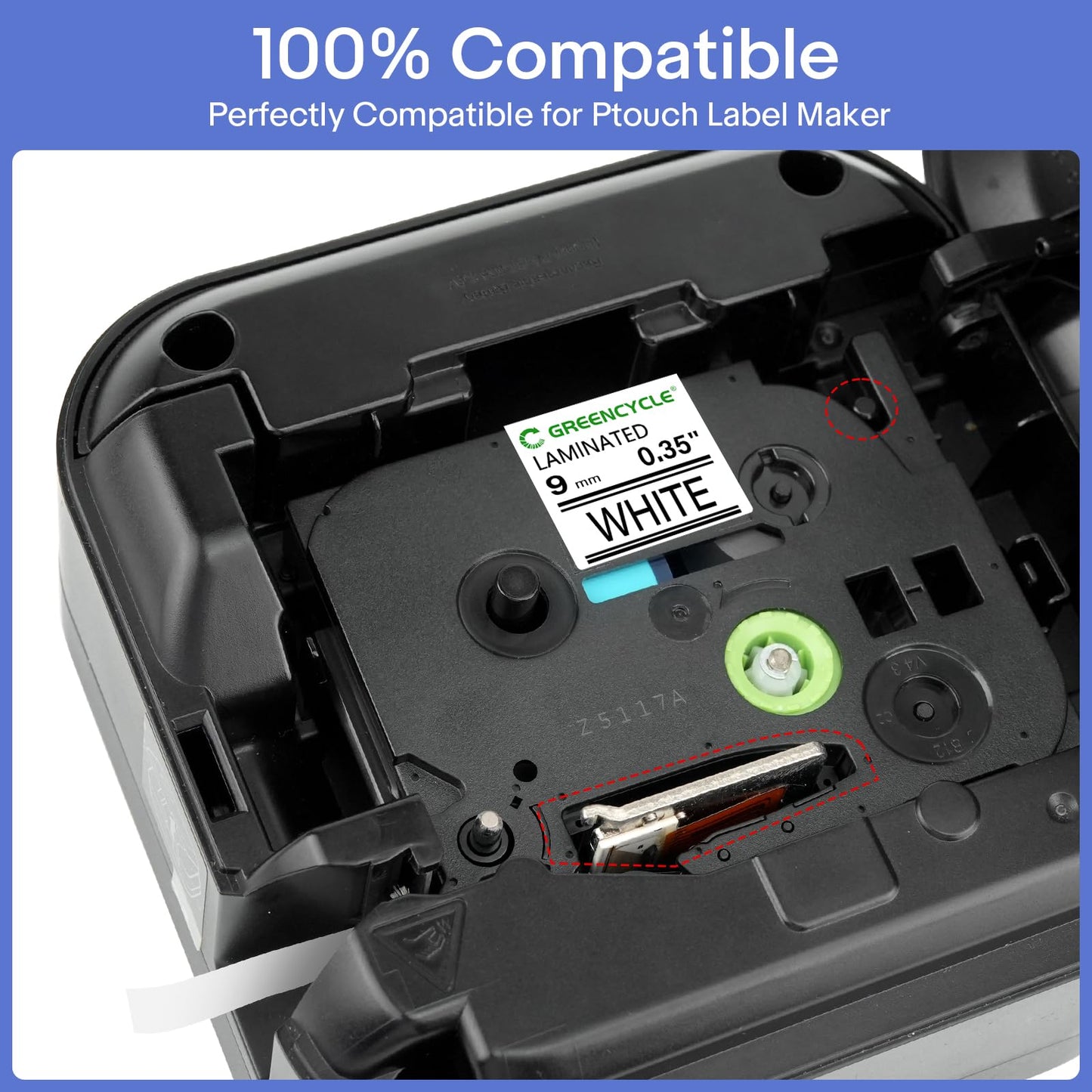 GREENCYCLE 6 Pack Compatible for Brother Ptouch Label Maker Tape TZe 121 221 421 521 621 721 9mm