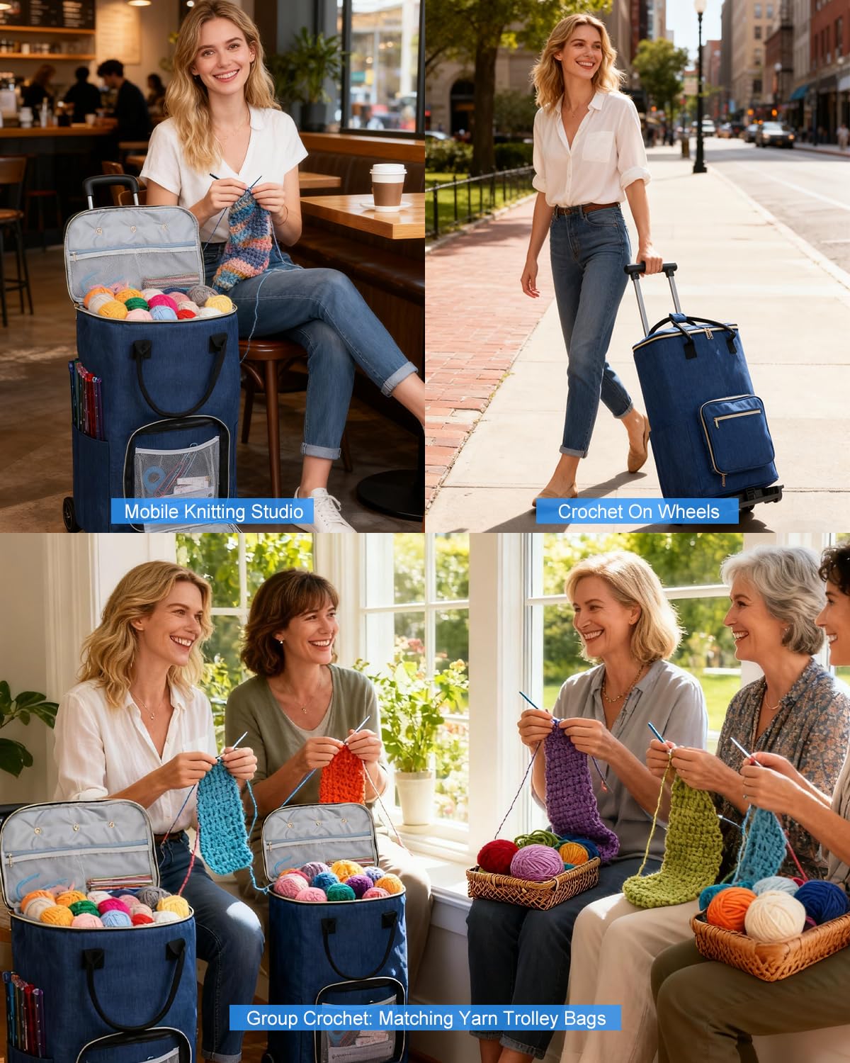 Coopay Portable Crochet Bag, Extra Large Yarn Storage for Crochet Accessories and Supplies, Yarn