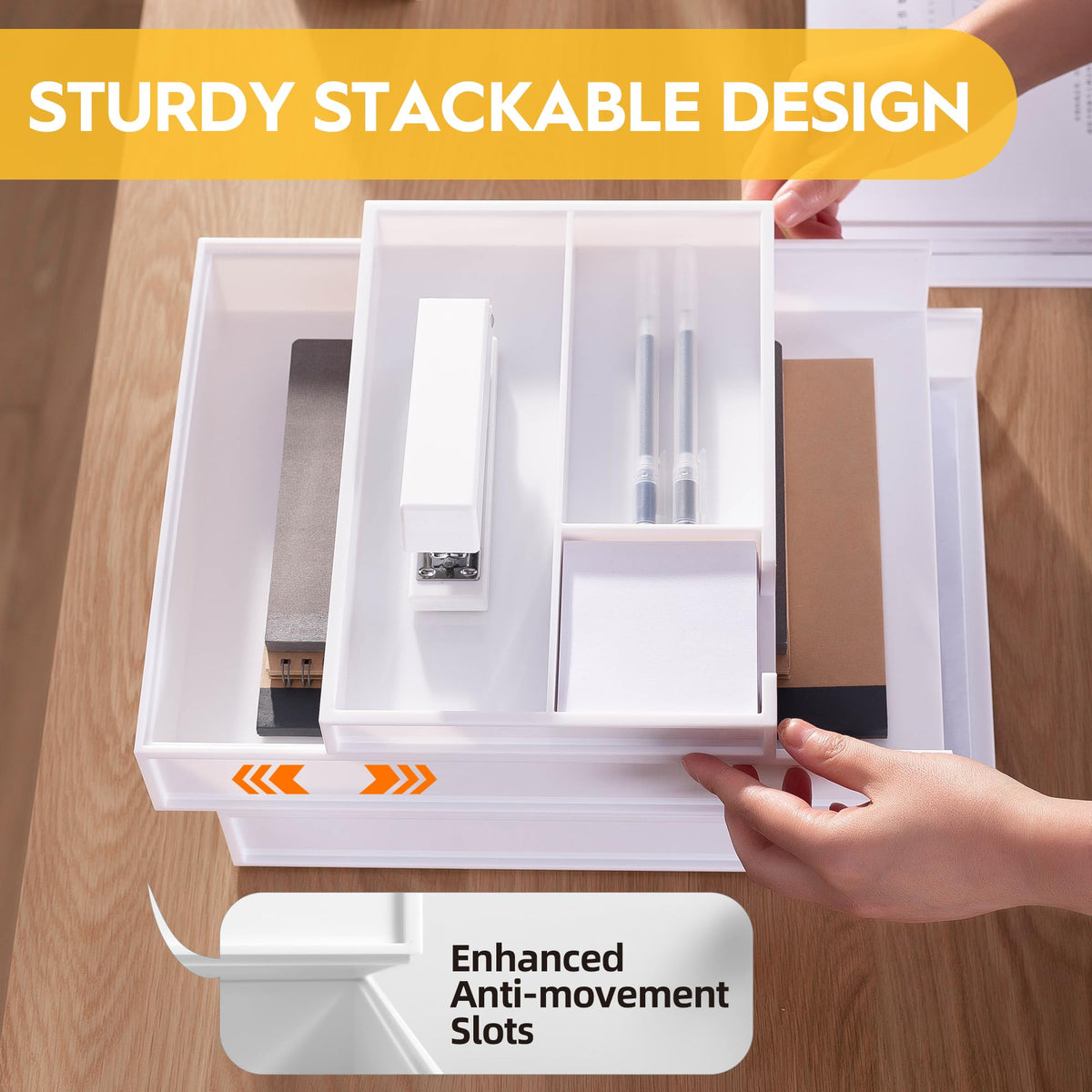 Eufrozy 3 Tier White Stackable Letter Tray Paper Organizer for Office Desk