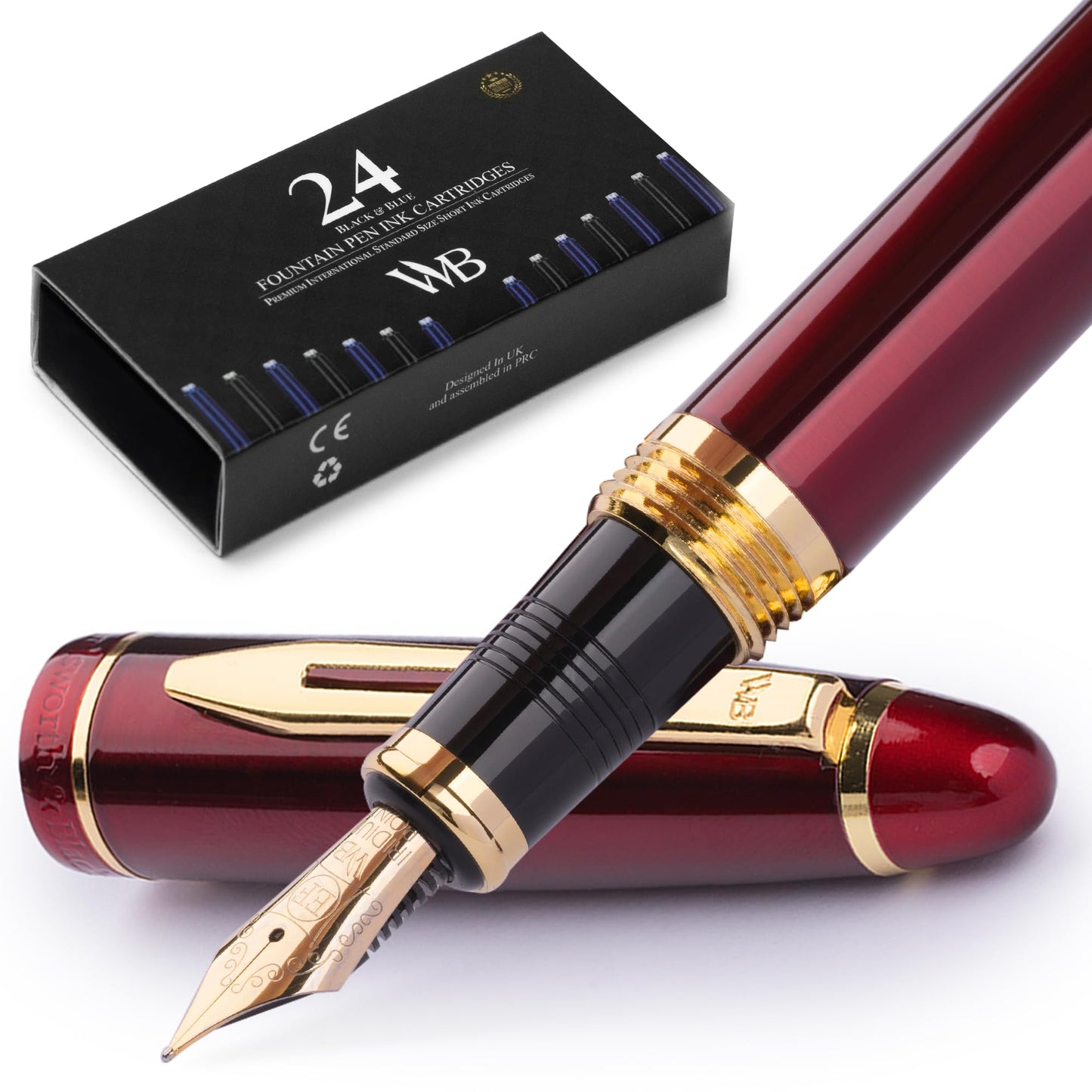 Wordsworth & Black Majesti Fountain Pen Set for Writing, Extra Fine Nib