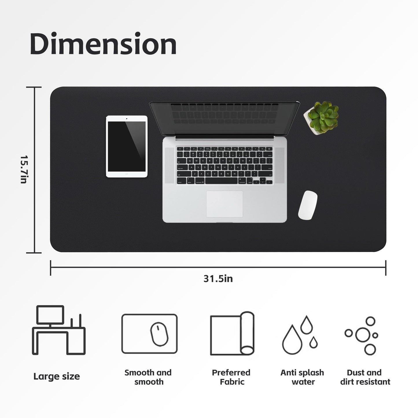 A91 Leather Durable PU Desk Pad - Waterproof, Office Desk Mat & Mouse Pad - Large 31.5" x 15.7"