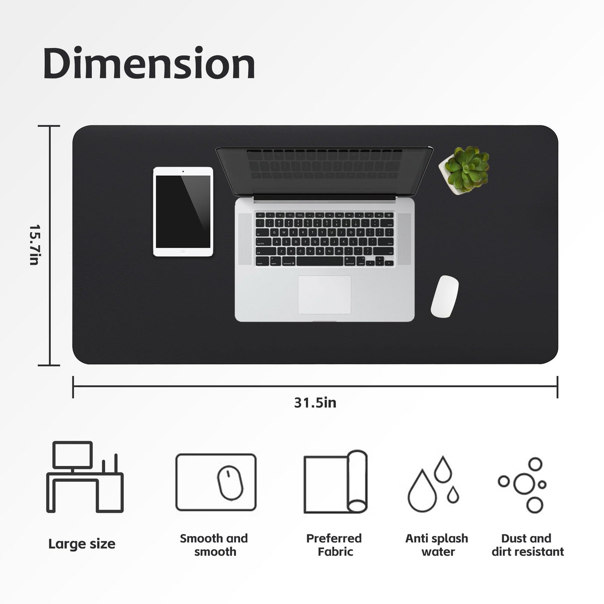 A91 Leather Durable PU Desk Pad - Waterproof, Office Desk Mat & Mouse Pad - Large 31.5" x 15.7"