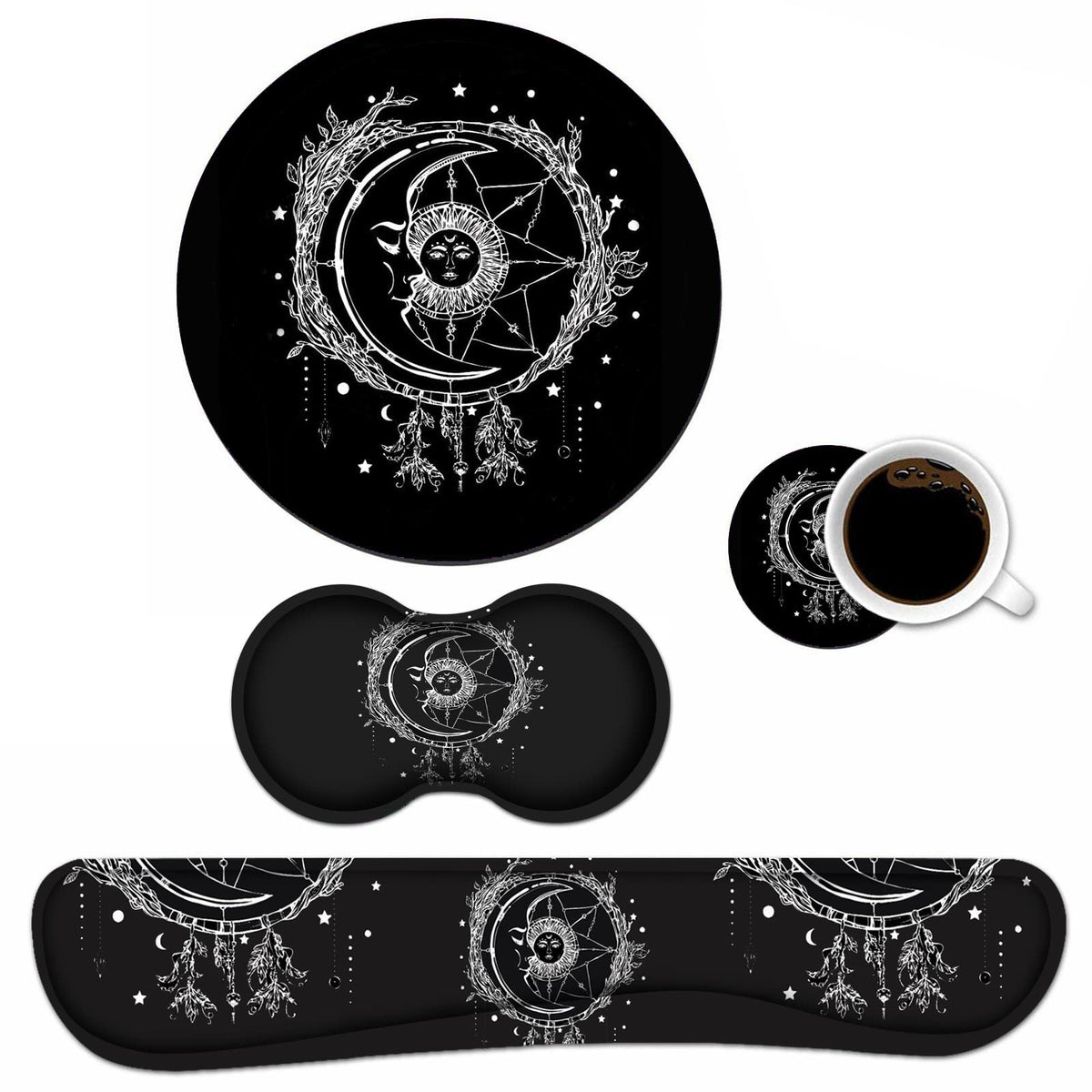 Keyboard Wrist Rest and Mouse Pad Wrist Rest Set with Coasters [4Pcs], Ergonomic Support, Non-Slip