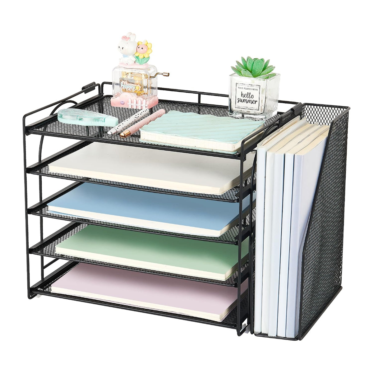 AUPSEN Desk Organizers and Accessories, 5-Tier Desktop Paper File Organizer with Removable File