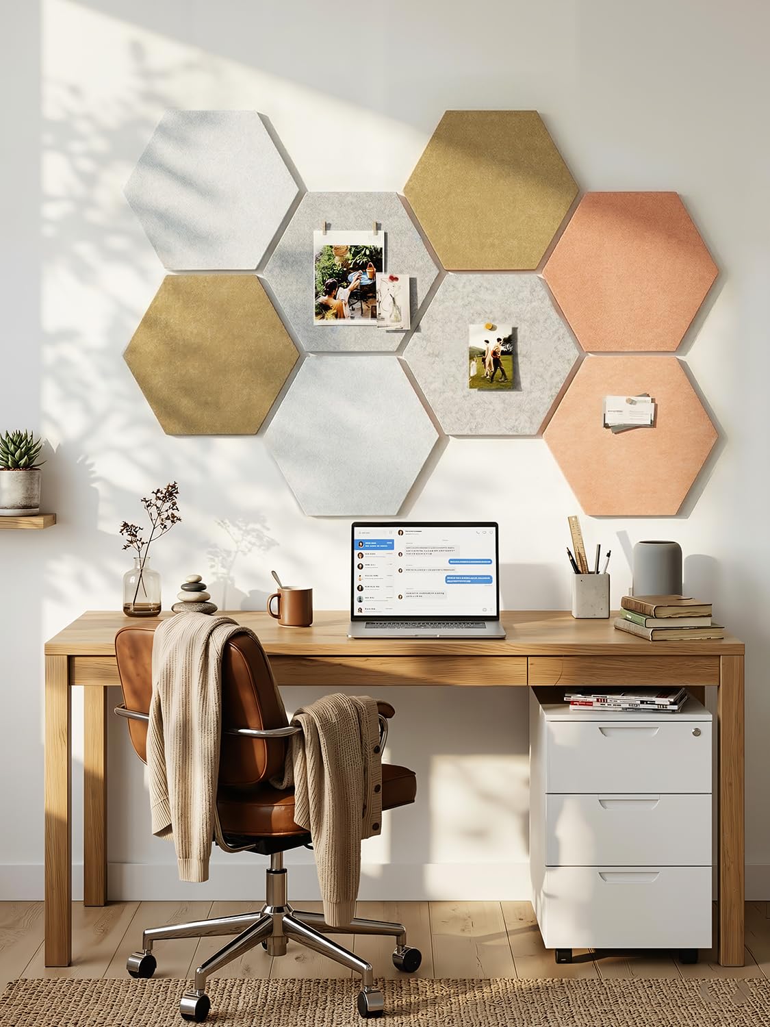 Uoisaiko 8-Pack Hexagon Felt Bulletin Board Tiles, Cork Board Alternative