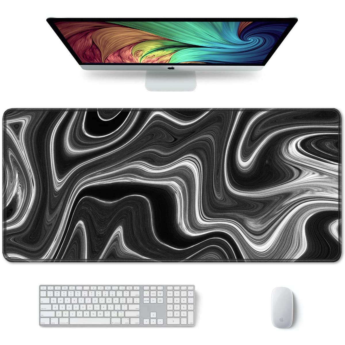 Auhoahsil Large Gaming Mouse Pad, XXL 35.4 x 15.7 in Desk Mat, Contour