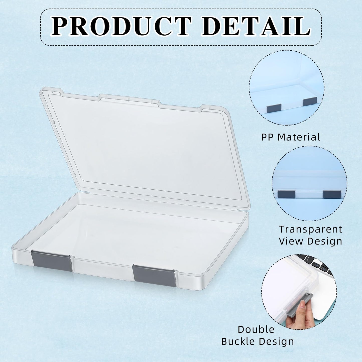 PerKoop 6 Pcs Clear Paper Storage Box,12.4 x 9.84 x 1.18 Inches,Gray