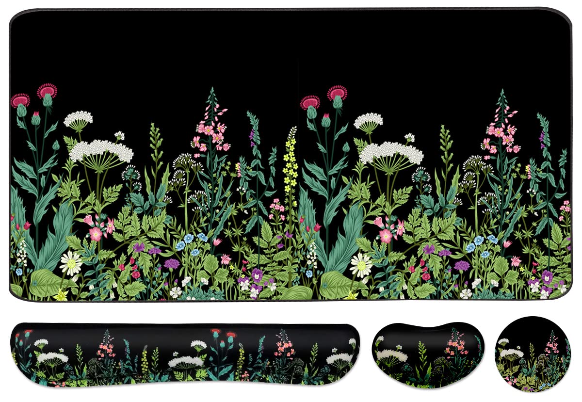 Keyboard Mouse Pad Set, Extended Mouse Pad+Keyboard Wrist Rest Support, Memory Foam Ergonomic Easy