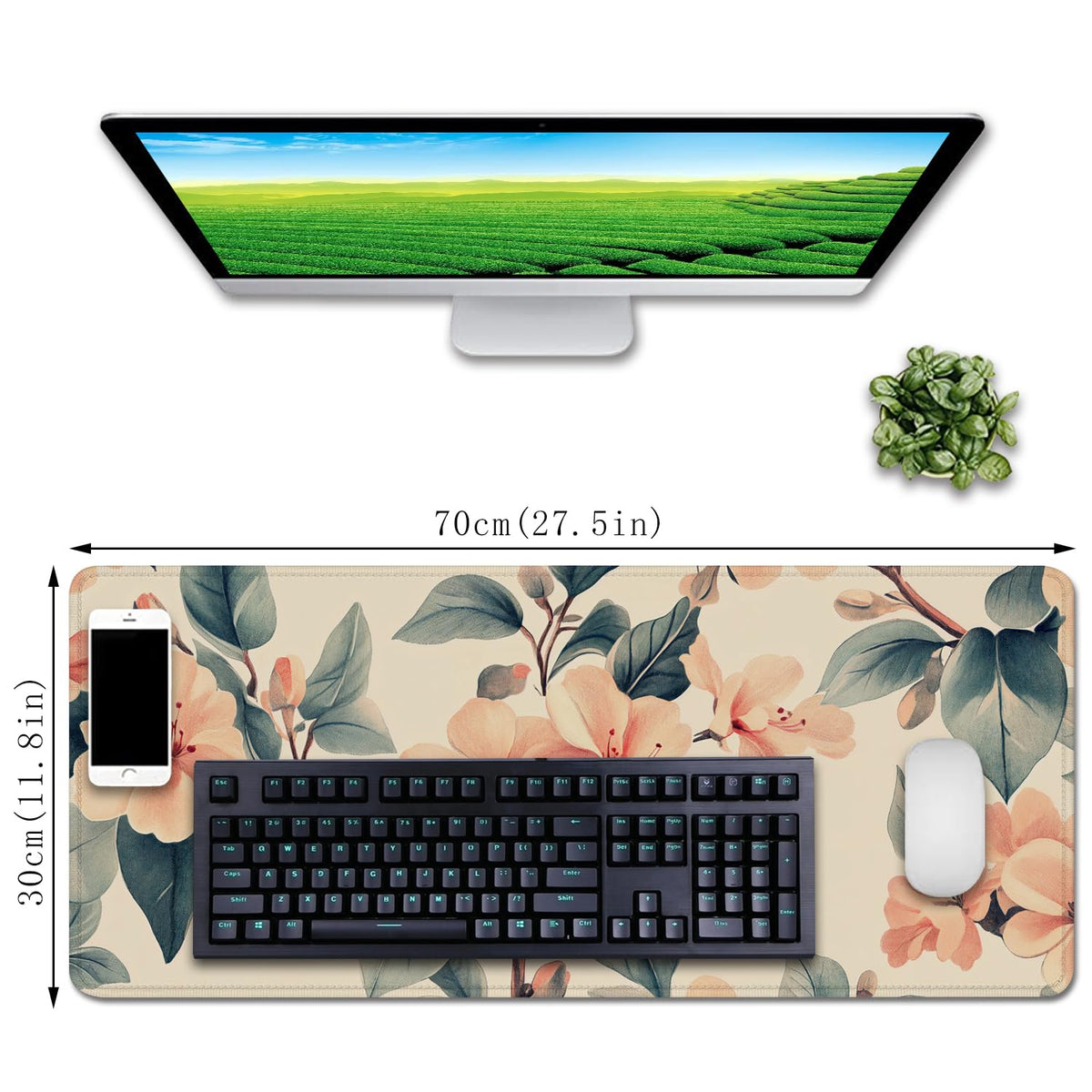 Floral Mouse Pad Desk Mat Peach Blossoms Large Computer Mouse Pads